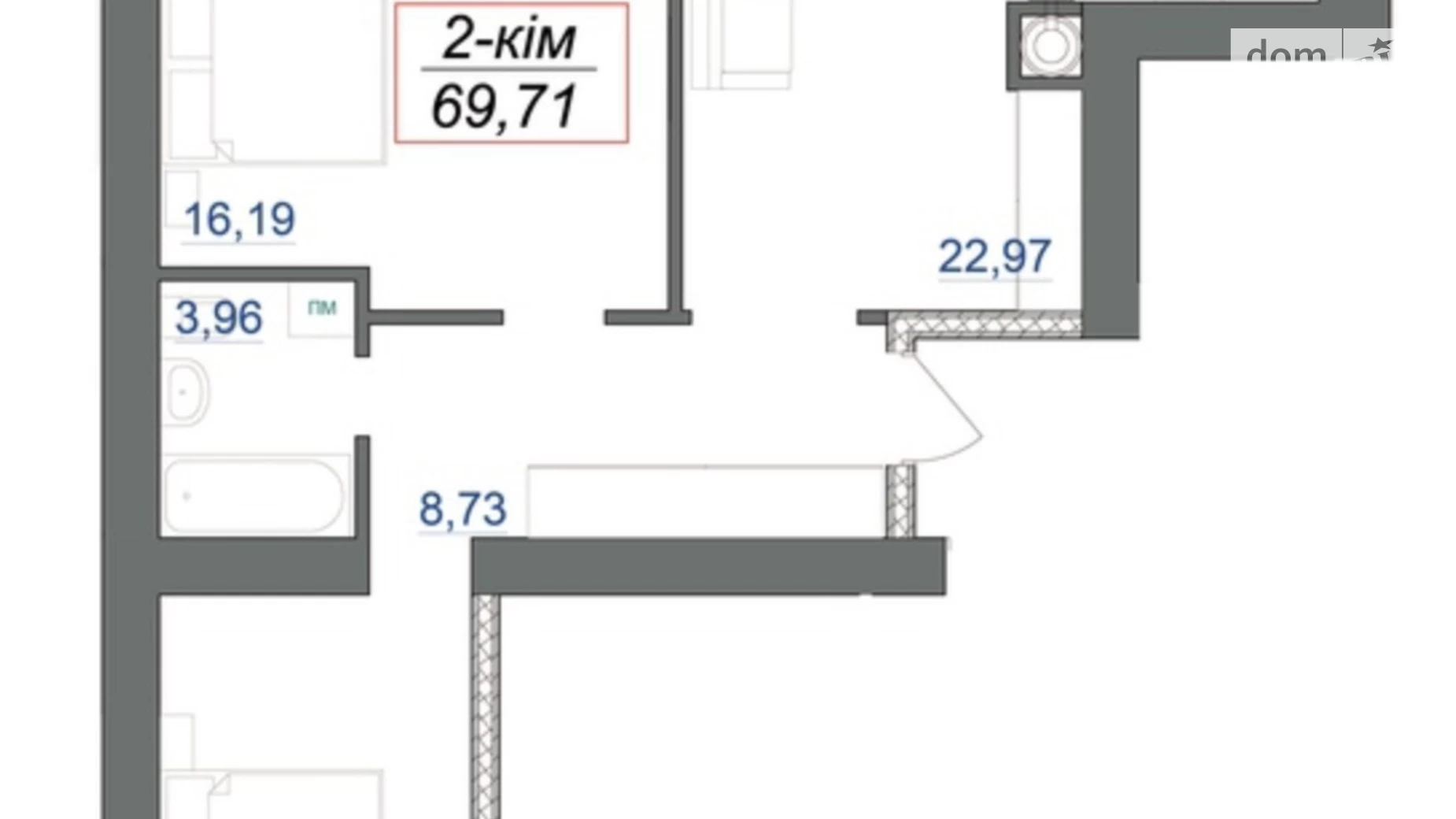 Продается 2-комнатная квартира 69.71 кв. м в, цена: 55768 $ - фото 2