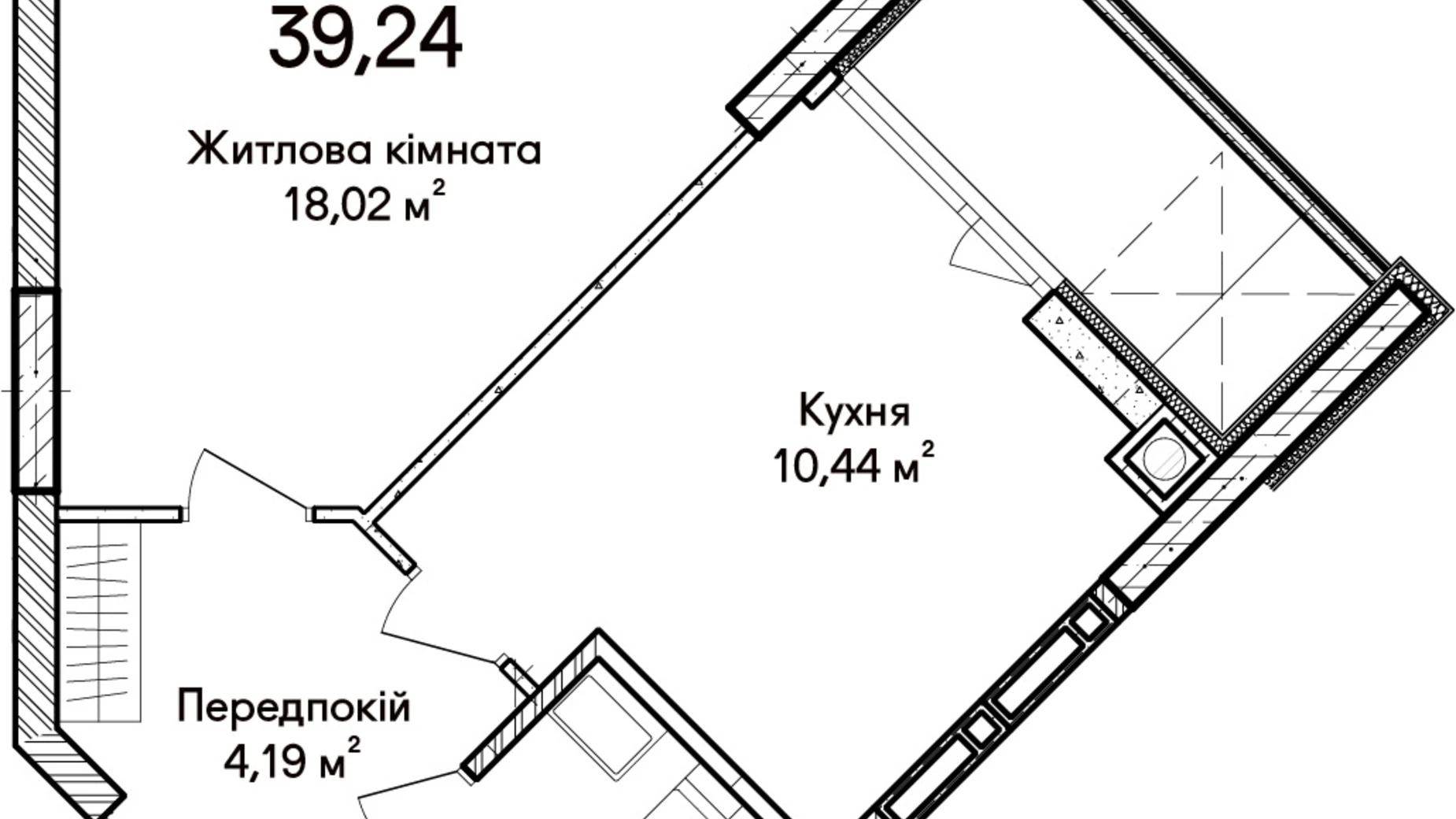 Продається 1-кімнатна квартира 39.24 кв. м у Ірпені, вул. Кобилянської Ольги, 1В/26 - фото 3