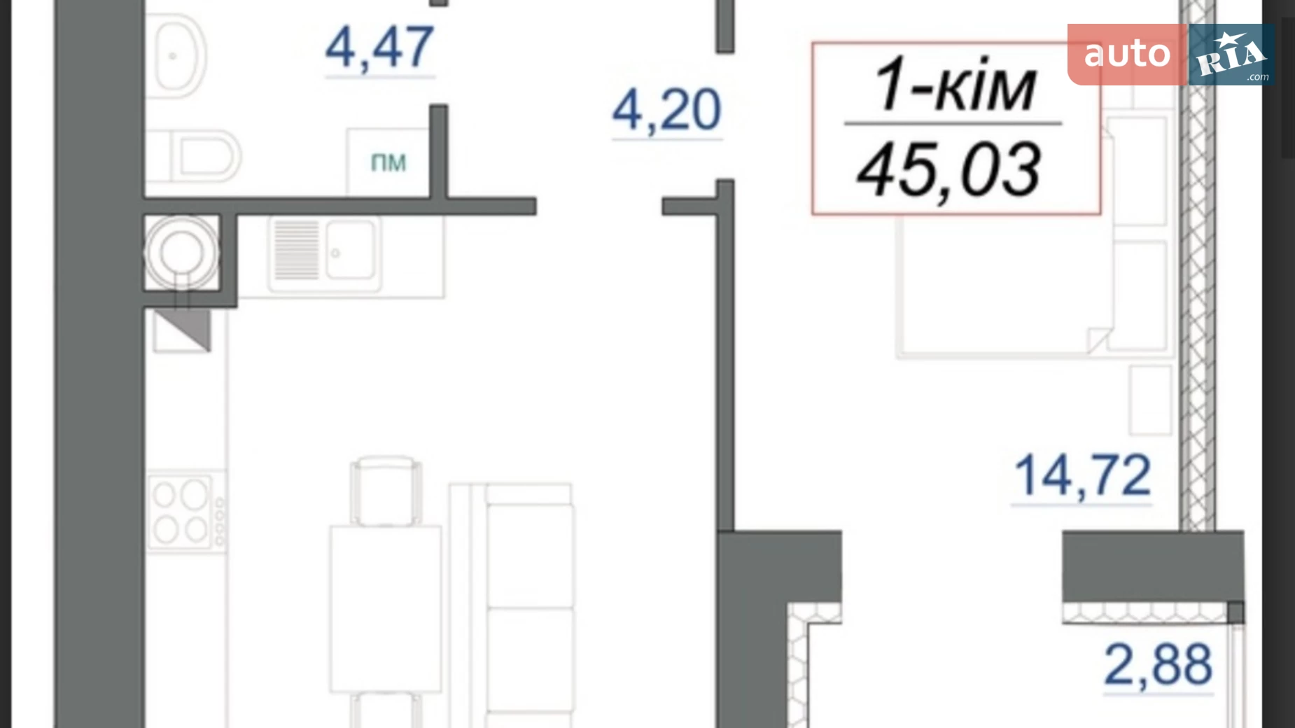 Продається 1-кімнатна квартира 45.03 кв. м у Вовчинцю - фото 4