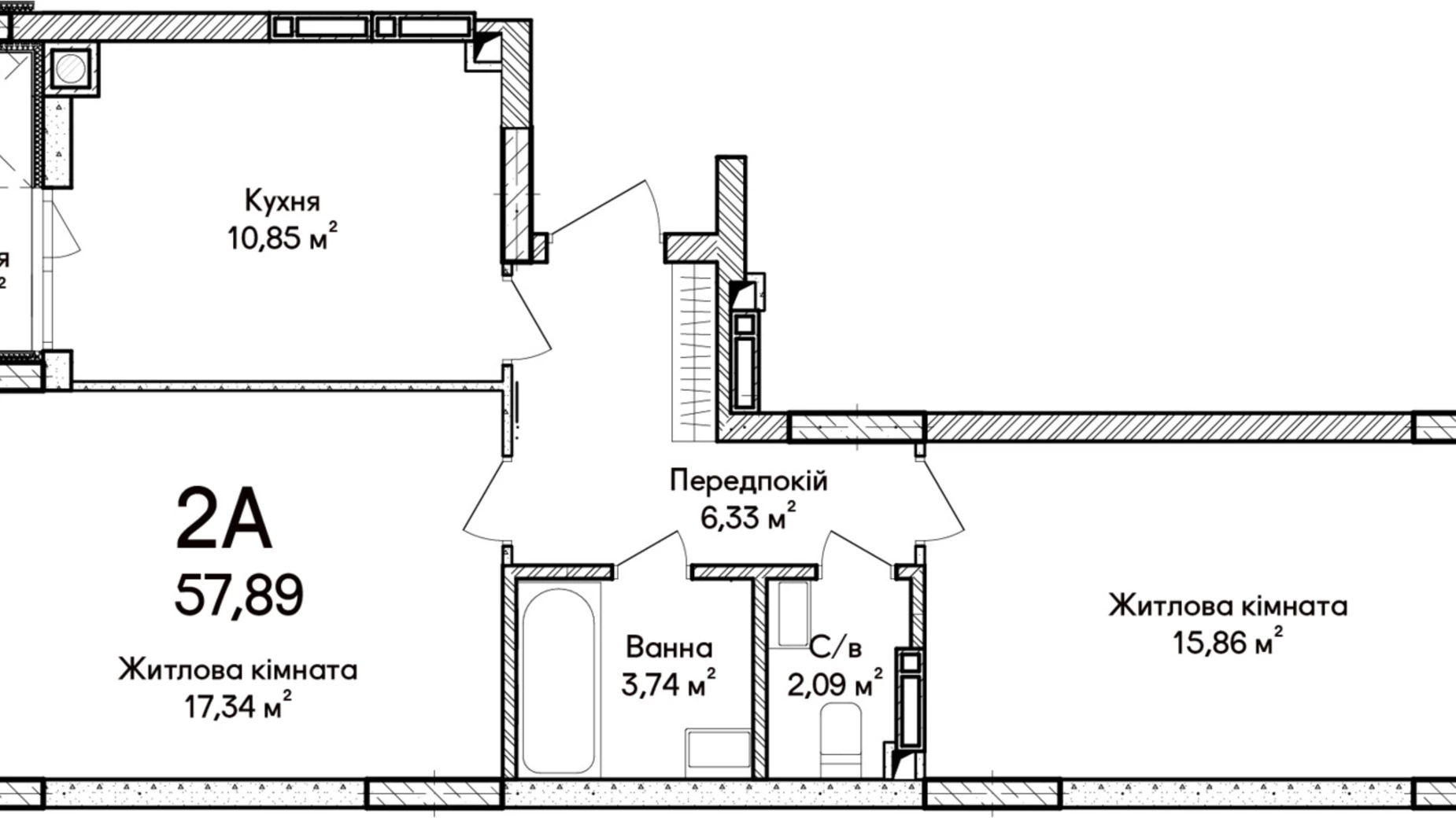 Продається 2-кімнатна квартира 57.89 кв. м у Ірпені, вул. Ольги Кобилянської(Достоєвського), 1В/26 - фото 3