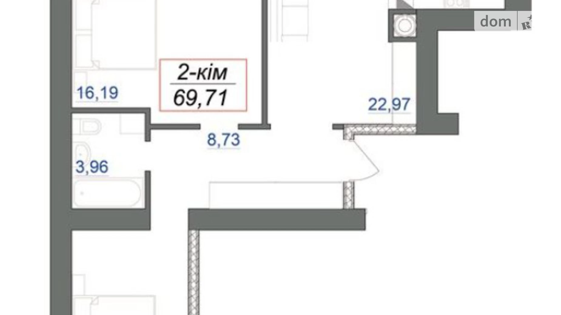 Продается 2-комнатная квартира 69.7 кв. м в, цена: 54370 $ - фото 2