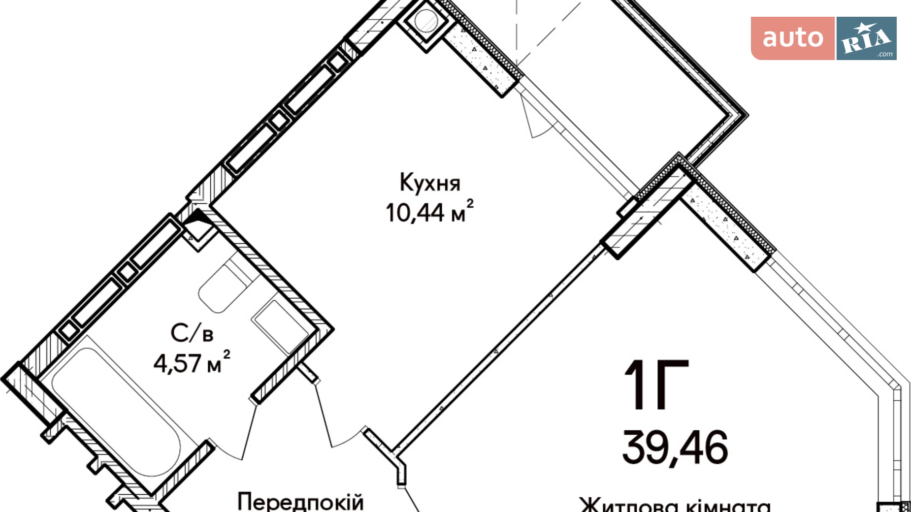 Продается 1-комнатная квартира 39.46 кв. м в Ирпене, ул. Кобылянской Ольги, 1В/26 - фото 2
