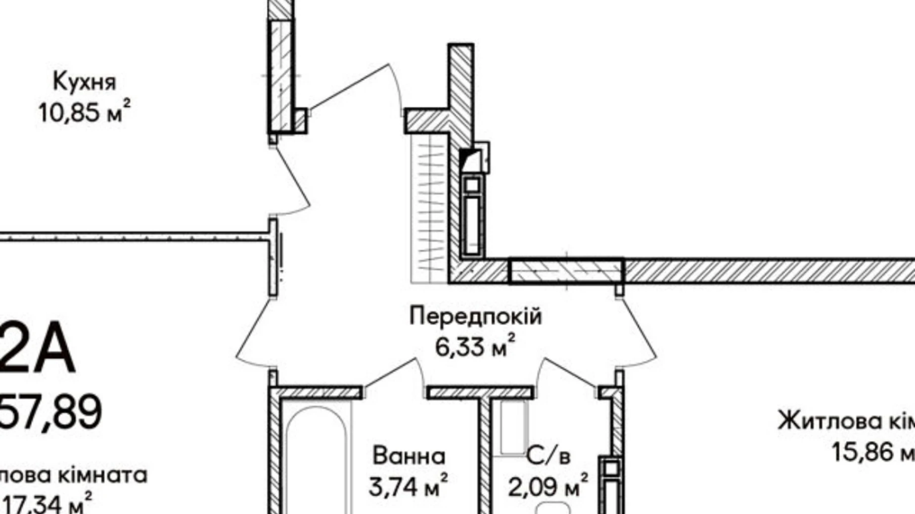Продается 2-комнатная квартира 57.89 кв. м в Ирпене, ул. Ольги Кобылянской(Достоевского), 1В/26 - фото 2