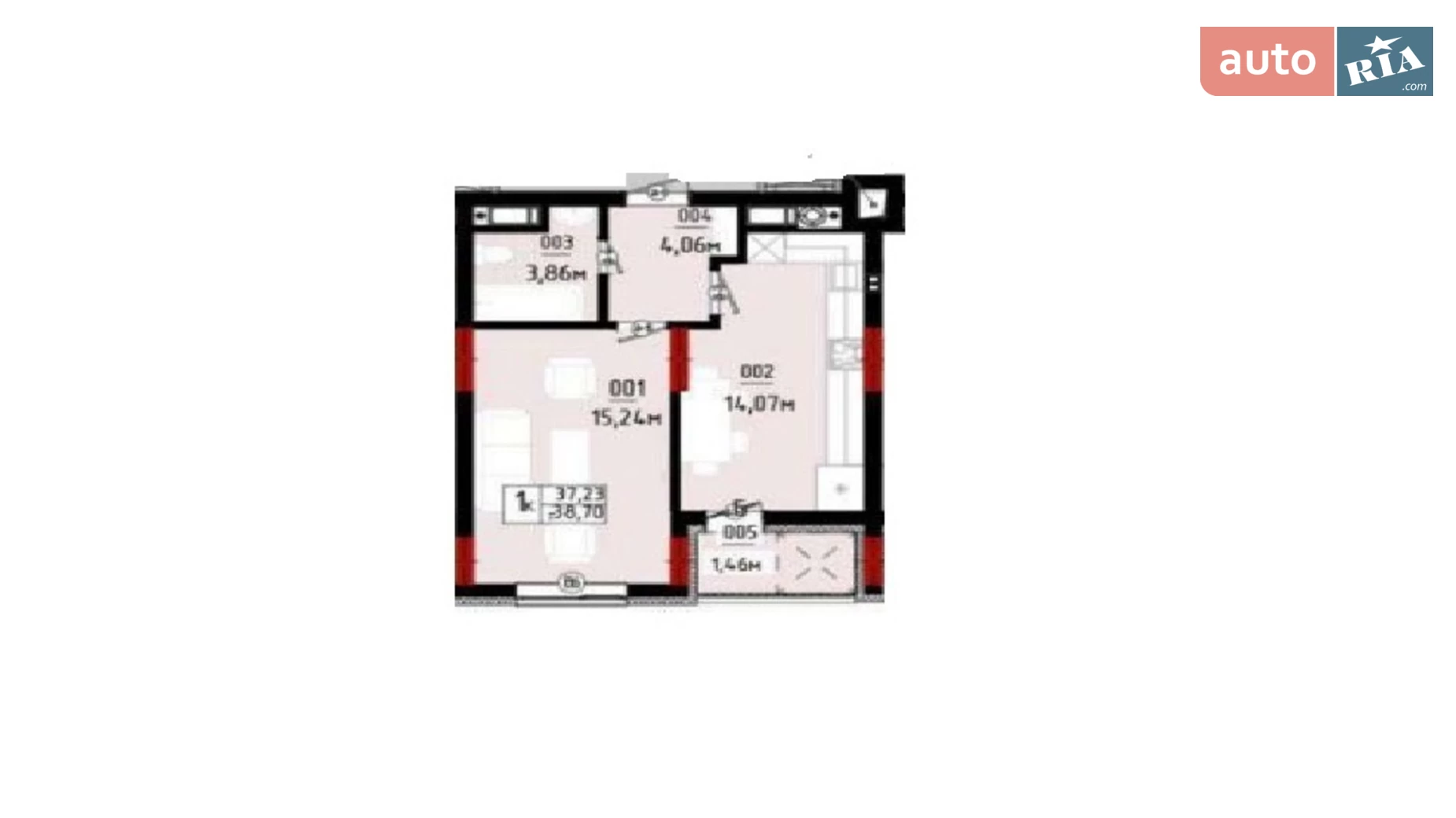 Продается 1-комнатная квартира 39.08 кв. м в Ивано-Франковске, ул. Ленкавского, 2А - фото 5