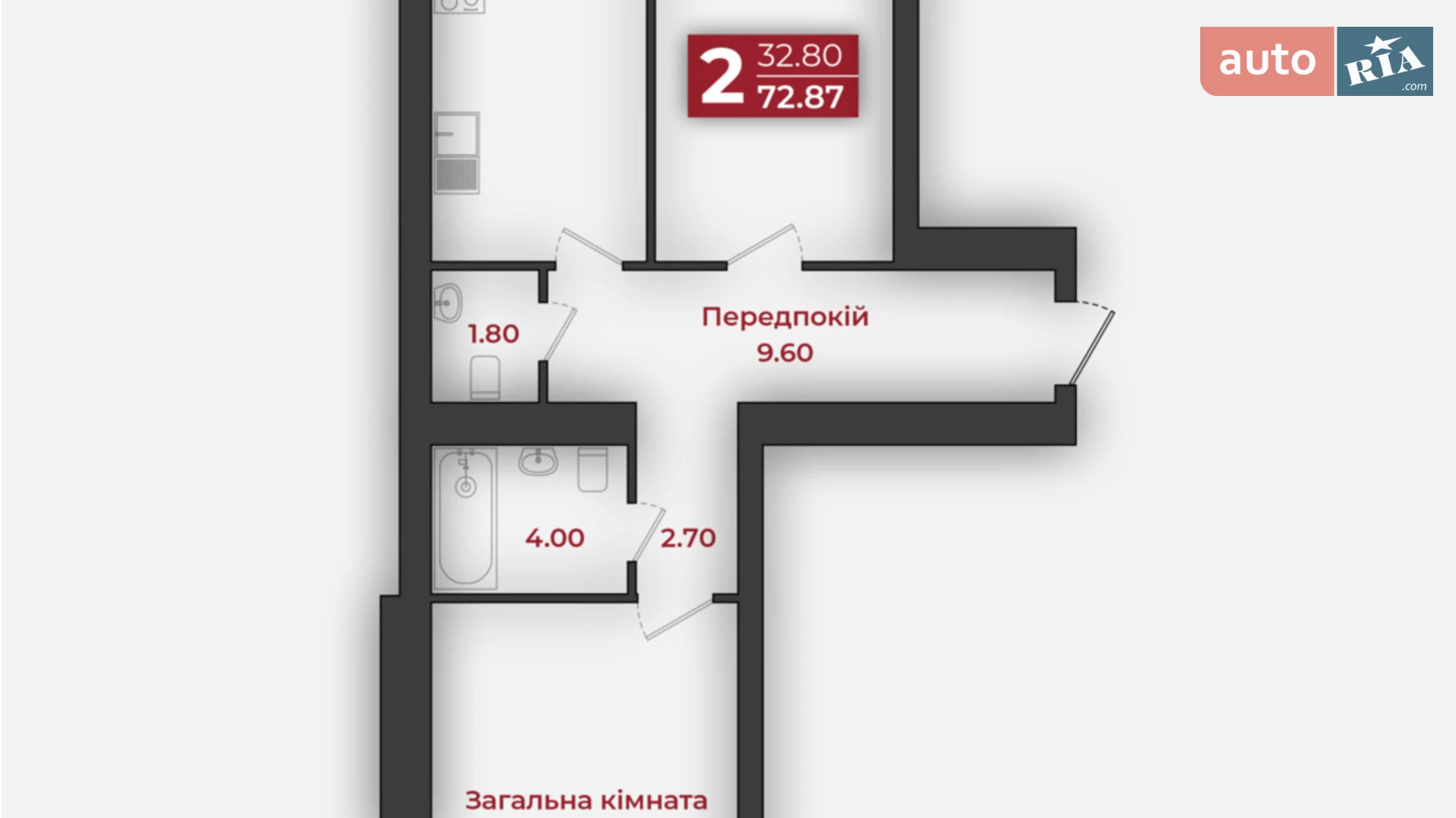 Продается 2-комнатная квартира 72.87 кв. м в Полтаве, ул. Европейская, 183 - фото 2