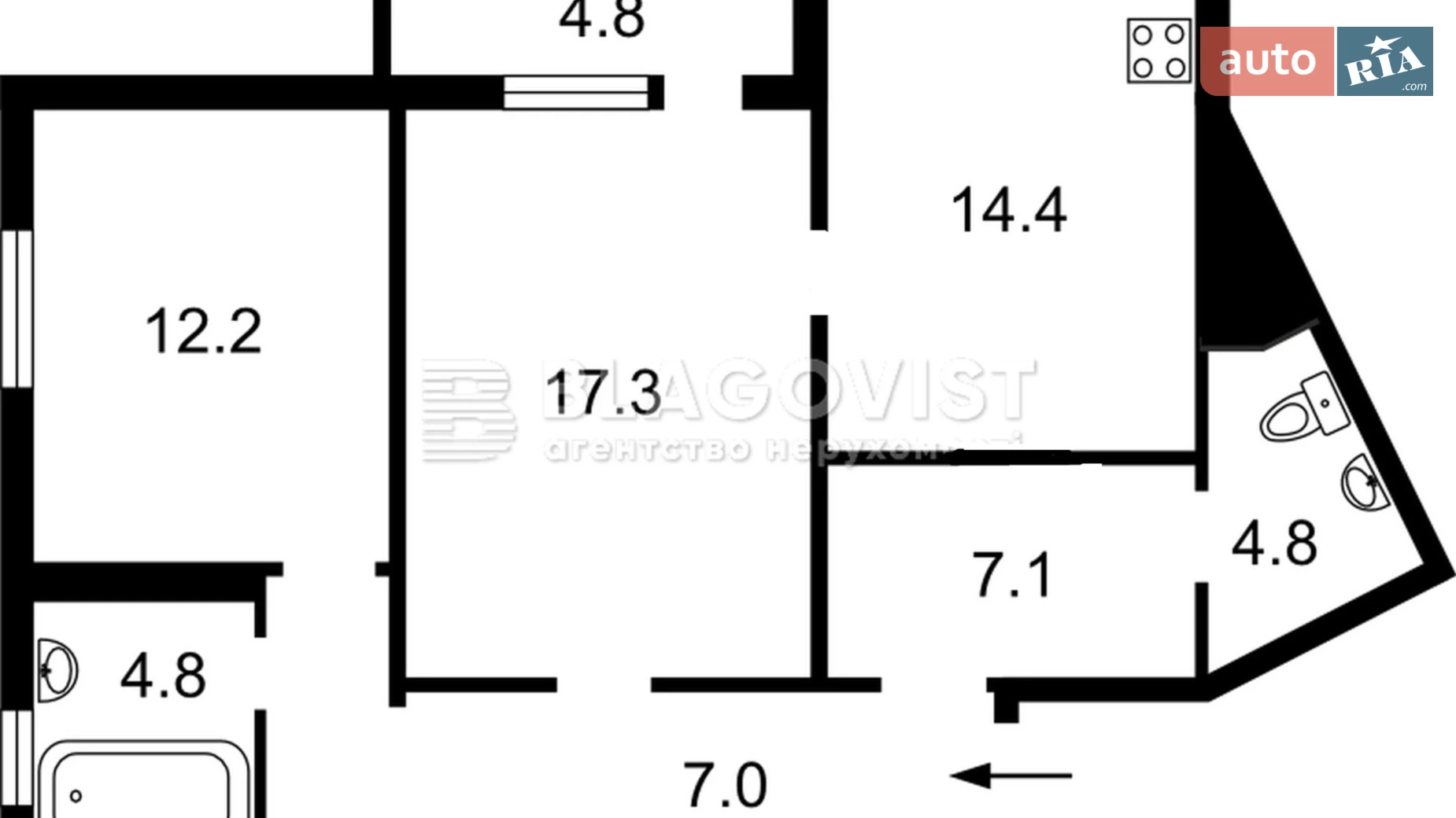 Продается 2-комнатная квартира 73.3 кв. м в Киеве, цена: 103000 € - фото 2