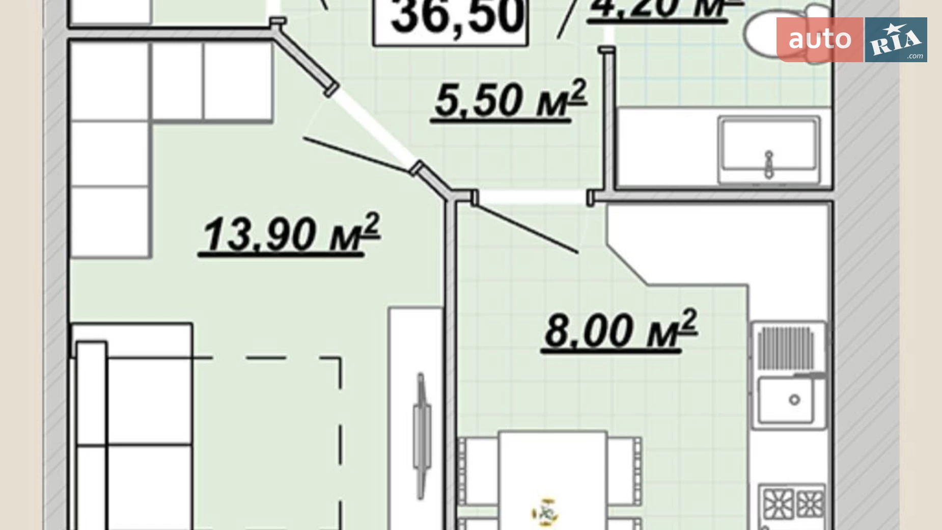 Продается 1-комнатная квартира 36.5 кв. м в Ивано-Франковске, ул. Княгинин - фото 2