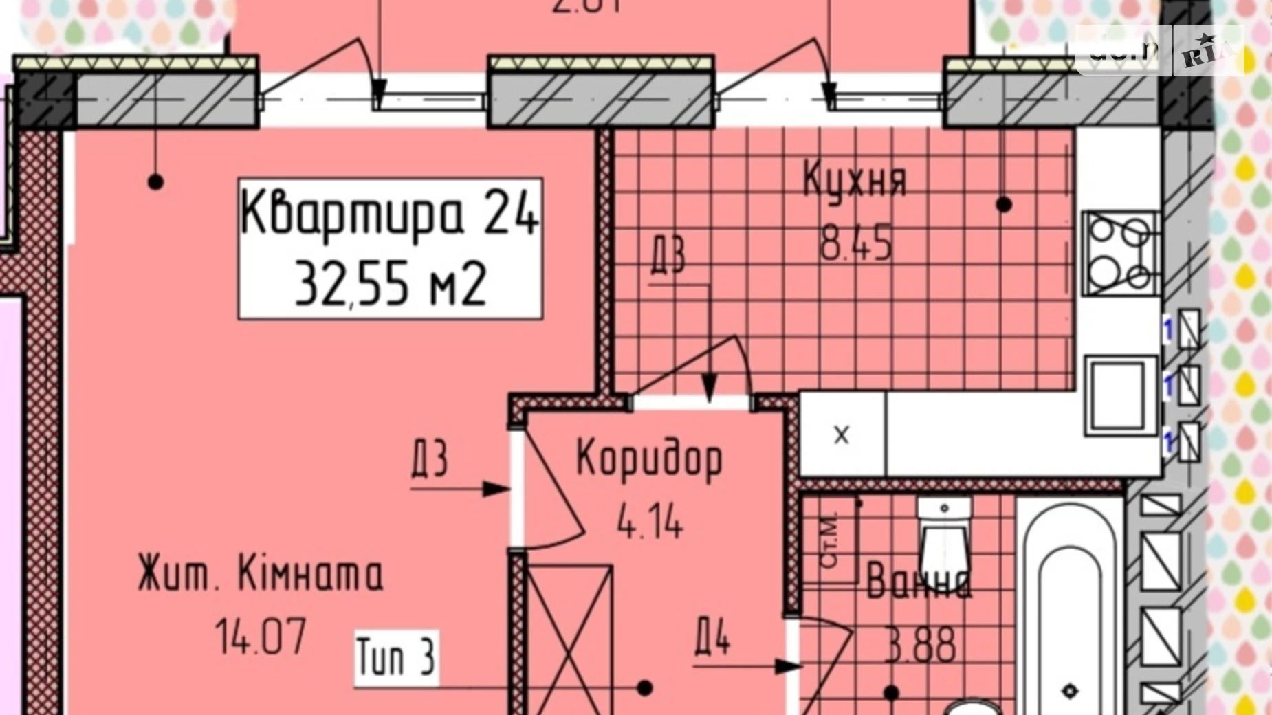 Продается 1-комнатная квартира 33 кв. м в Ужгороде, ул. Богомольца, 17 - фото 2