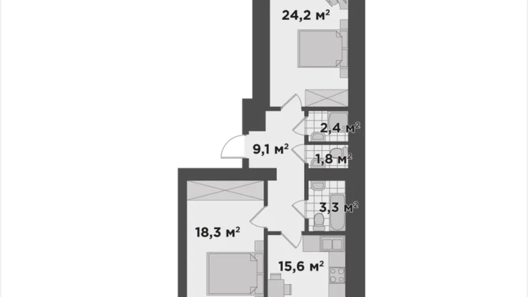 Продается 2-комнатная квартира 73.7 кв. м в Буче, ул. Ивана Кожедуба - фото 2