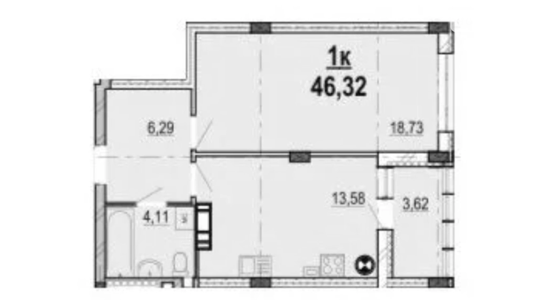 Продається 1-кімнатна квартира 46.32 кв. м у Вінниці, вул. Івана Богуна - фото 3