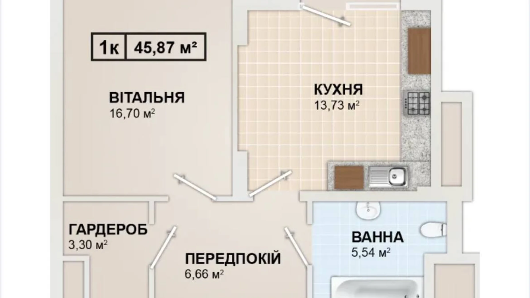 Продається 1-кімнатна квартира 45.8 кв. м у Івано-Франківську, вул. Гетьмана Івана Мазепи, 148 - фото 4