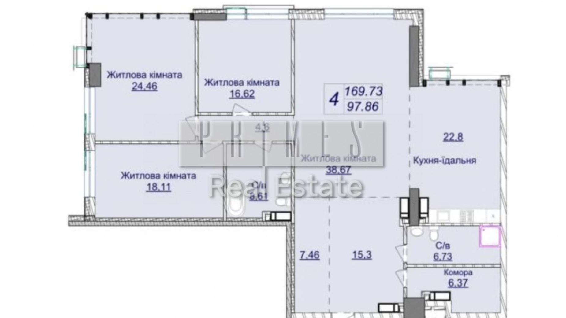 Продається 3-кімнатна квартира 170 кв. м у Києві, вул. Андрія Верхогляда(Драгомирова) - фото 2