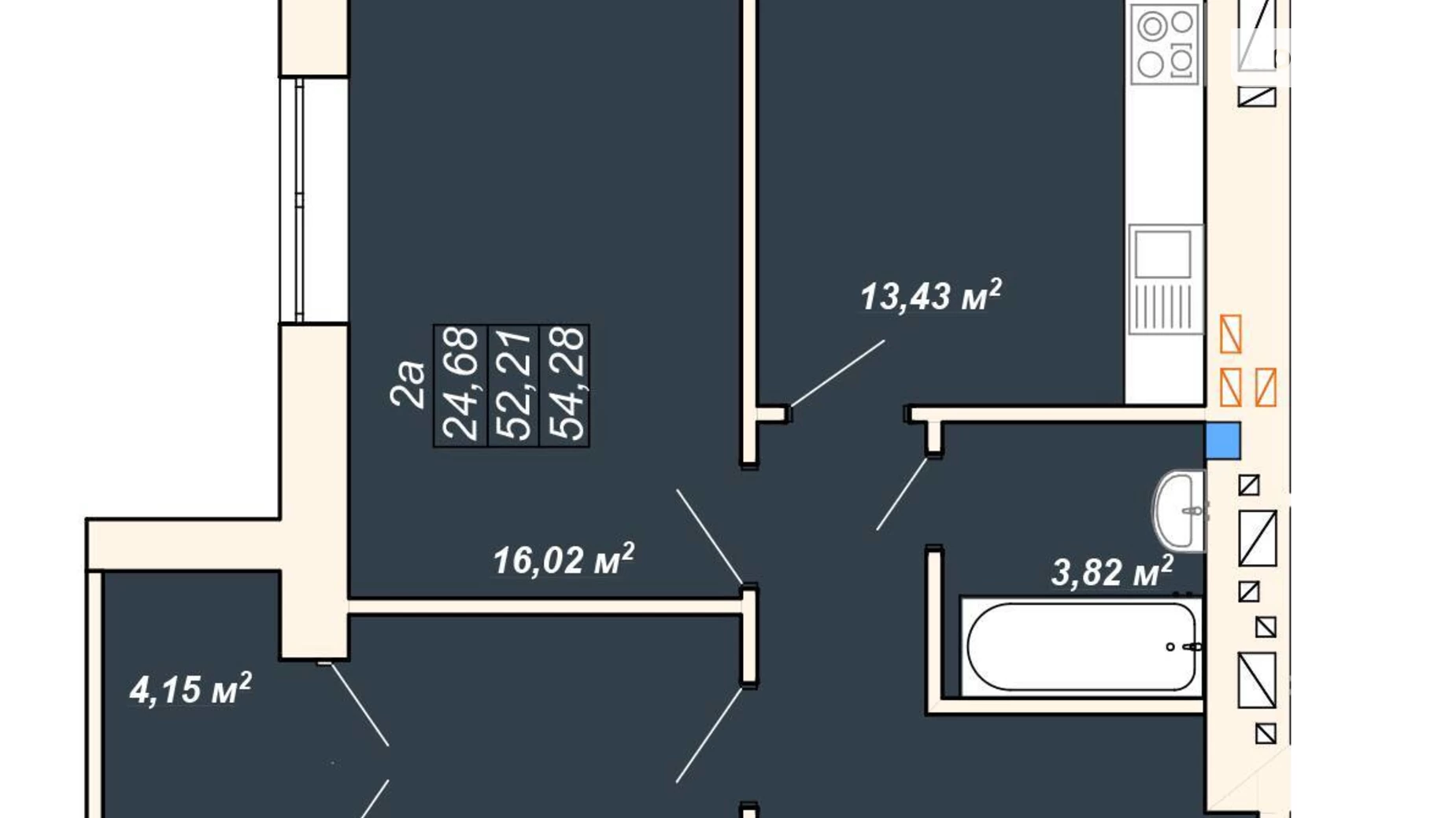 Продається 2-кімнатна квартира 54.28 кв. м у Івано-Франківську, вул. Ленкавського, 22 - фото 2