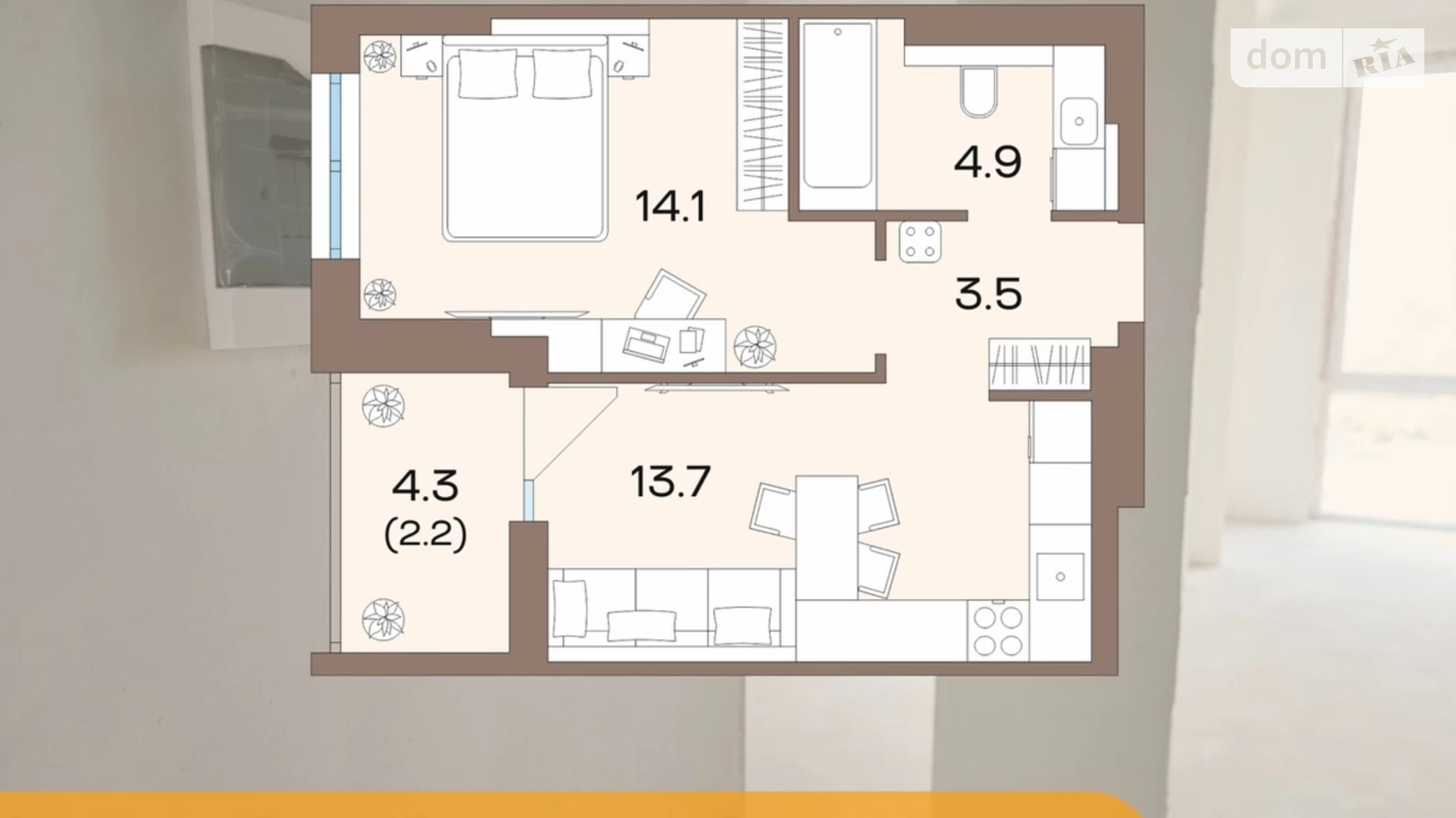 Продається 1-кімнатна квартира 38.4 кв. м у Рівному, вул. Кавказька, 32Б - фото 2