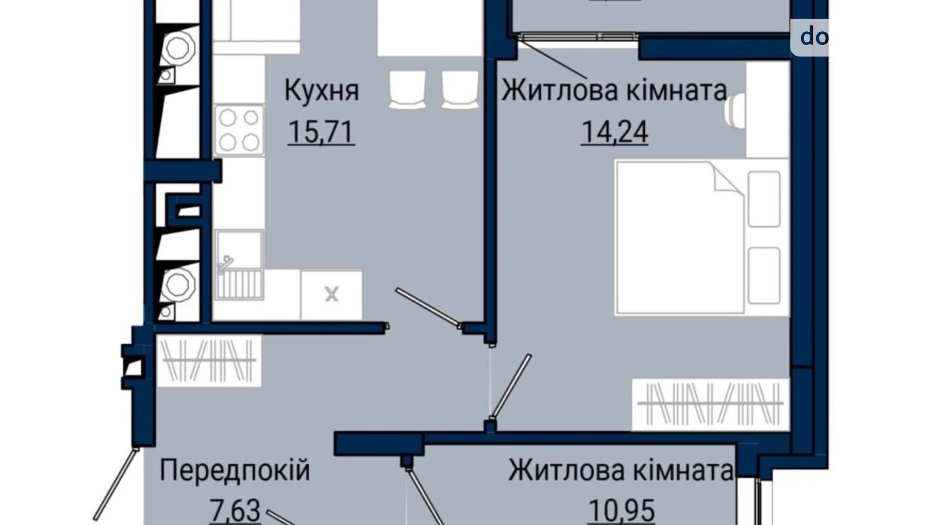 Продается 2-комнатная квартира 57.66 кв. м в Львове, ул. Княгини Ольги, 120 - фото 2