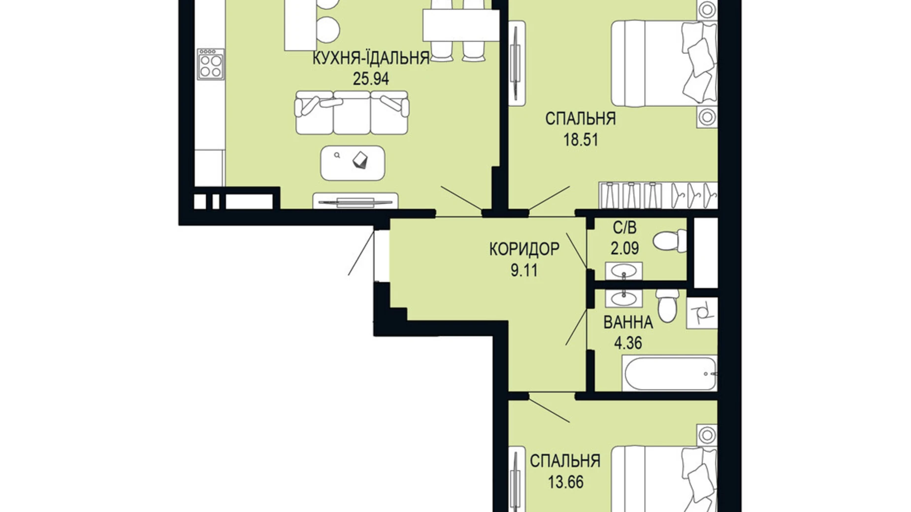 Продається 2-кімнатна квартира 81.43 кв. м у Львові, вул. Щурата - фото 2