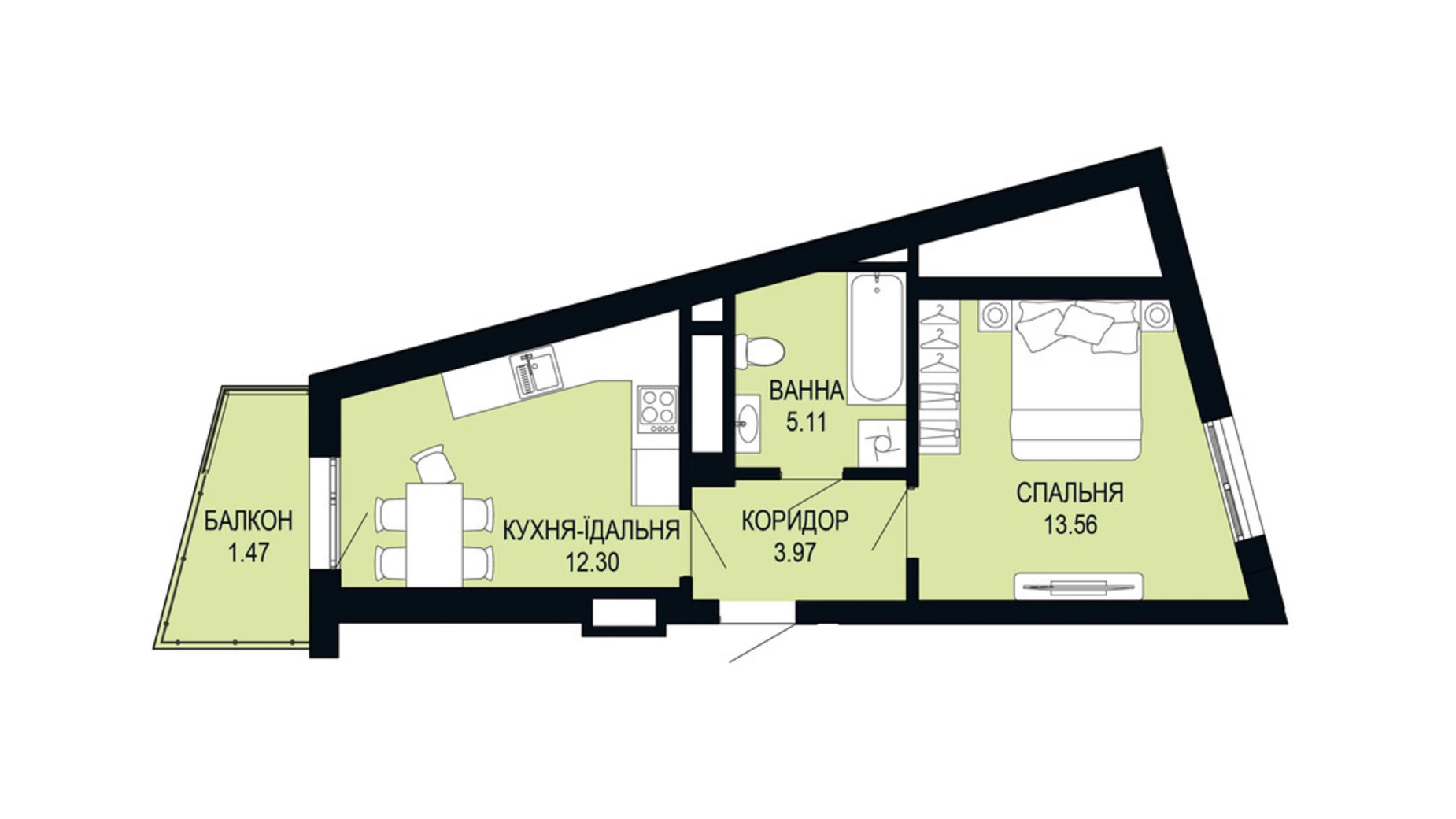Продается 1-комнатная квартира 36.41 кв. м в Львове, ул. Щурата - фото 2