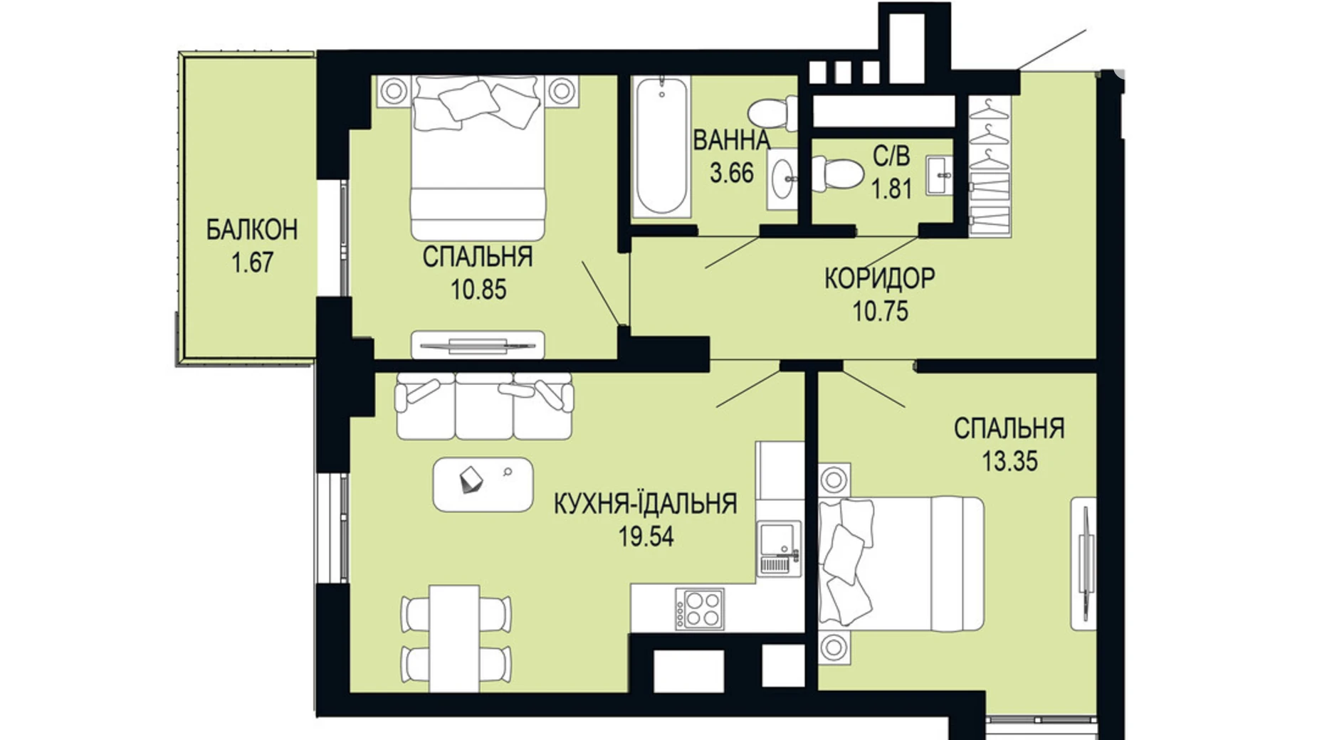 Продається 2-кімнатна квартира 61.63 кв. м у Львові, вул. Щурата - фото 2