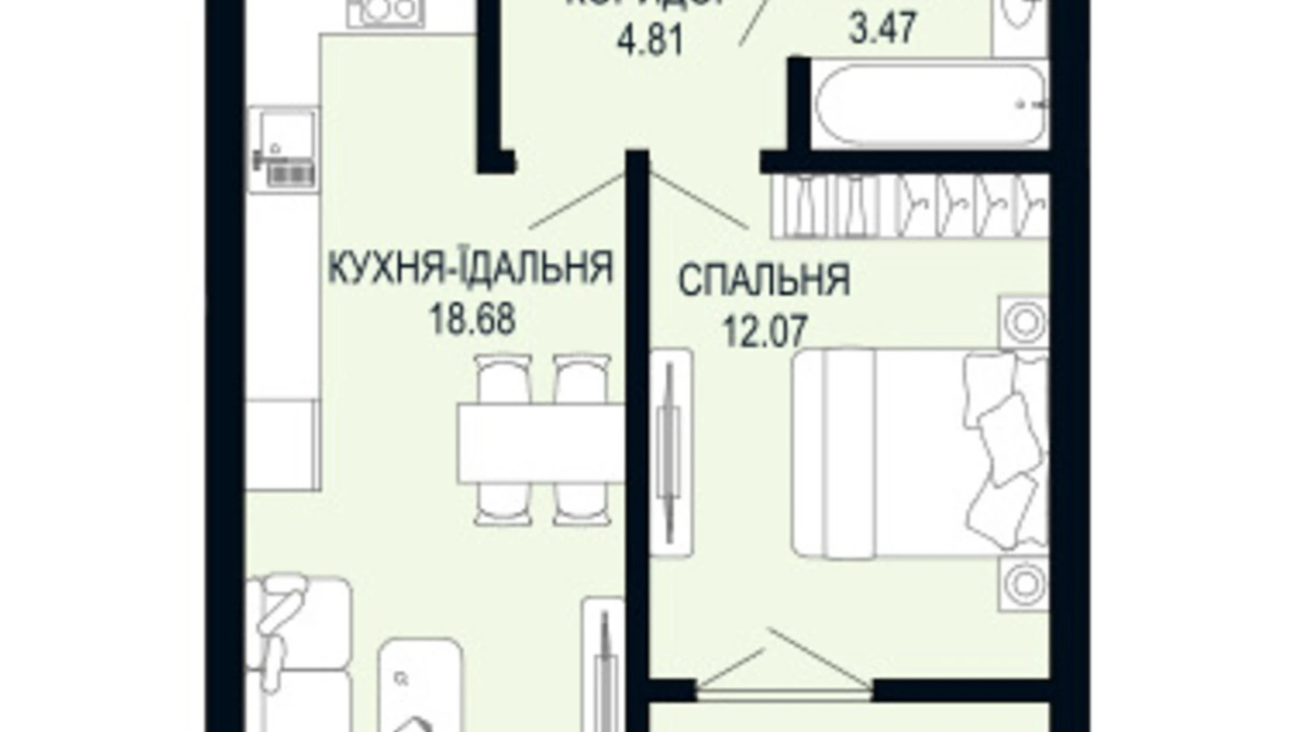 Продается 1-комнатная квартира 42.83 кв. м в Львове, ул. Щурата - фото 2