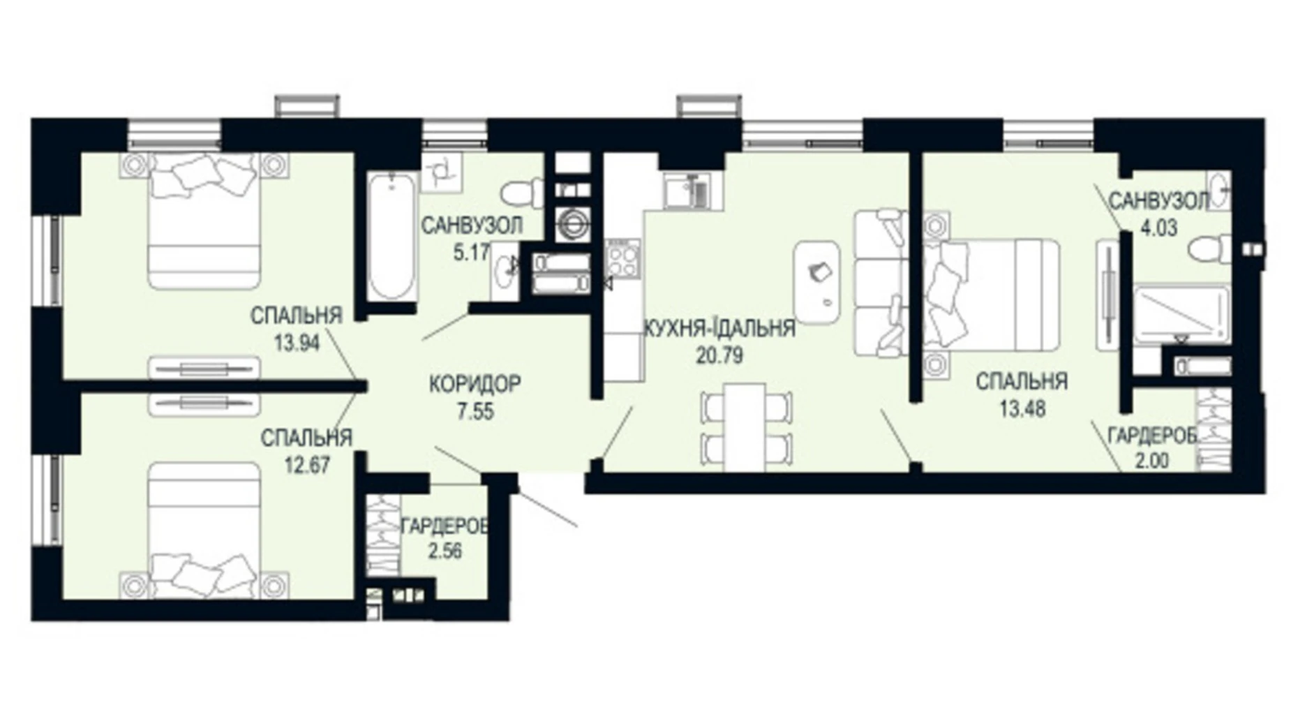 Продается 3-комнатная квартира 82.19 кв. м в Львове, ул. Щурата - фото 2