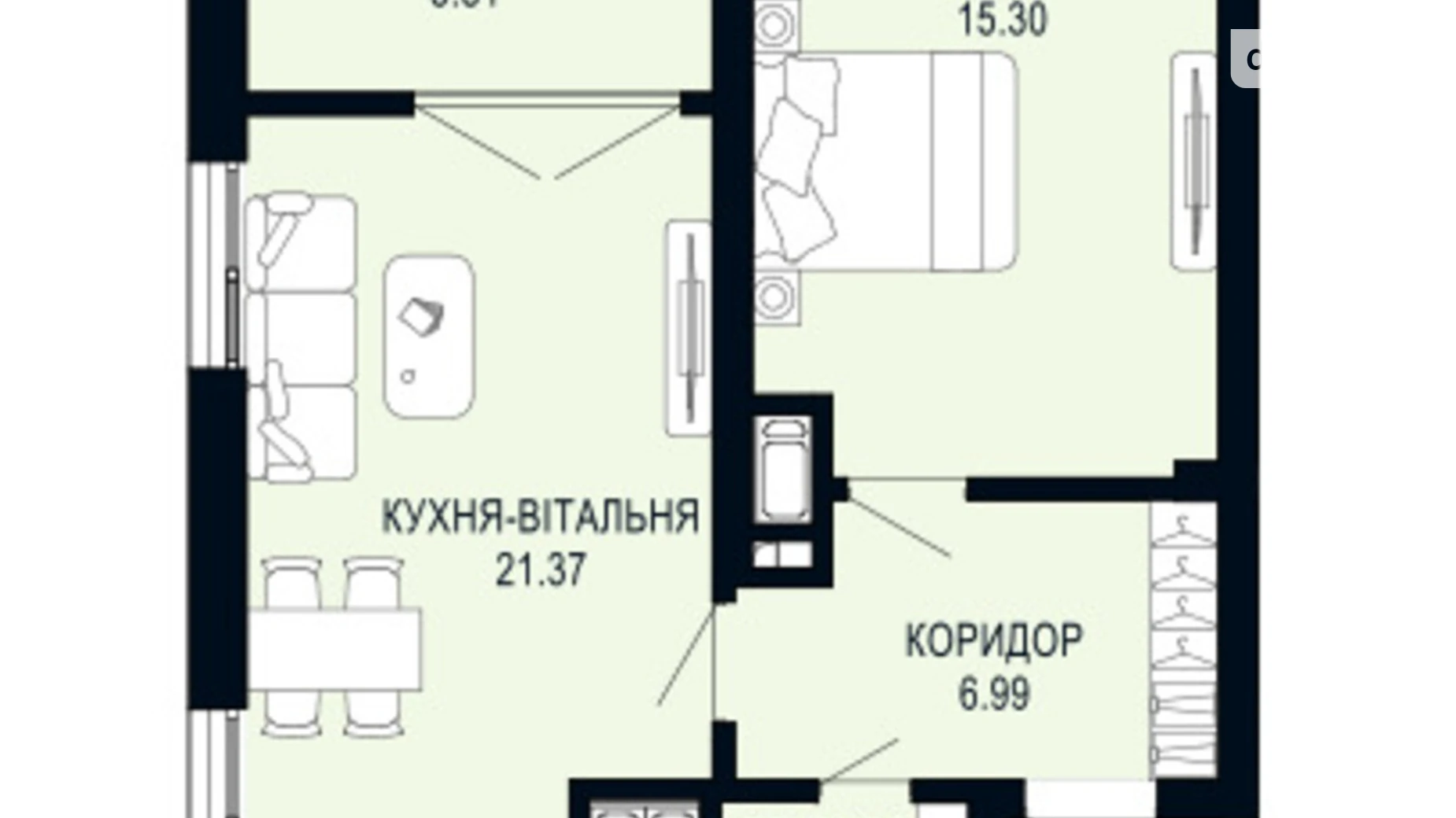 Продается 1-комнатная квартира 52.72 кв. м в Львове, ул. Щурата - фото 2