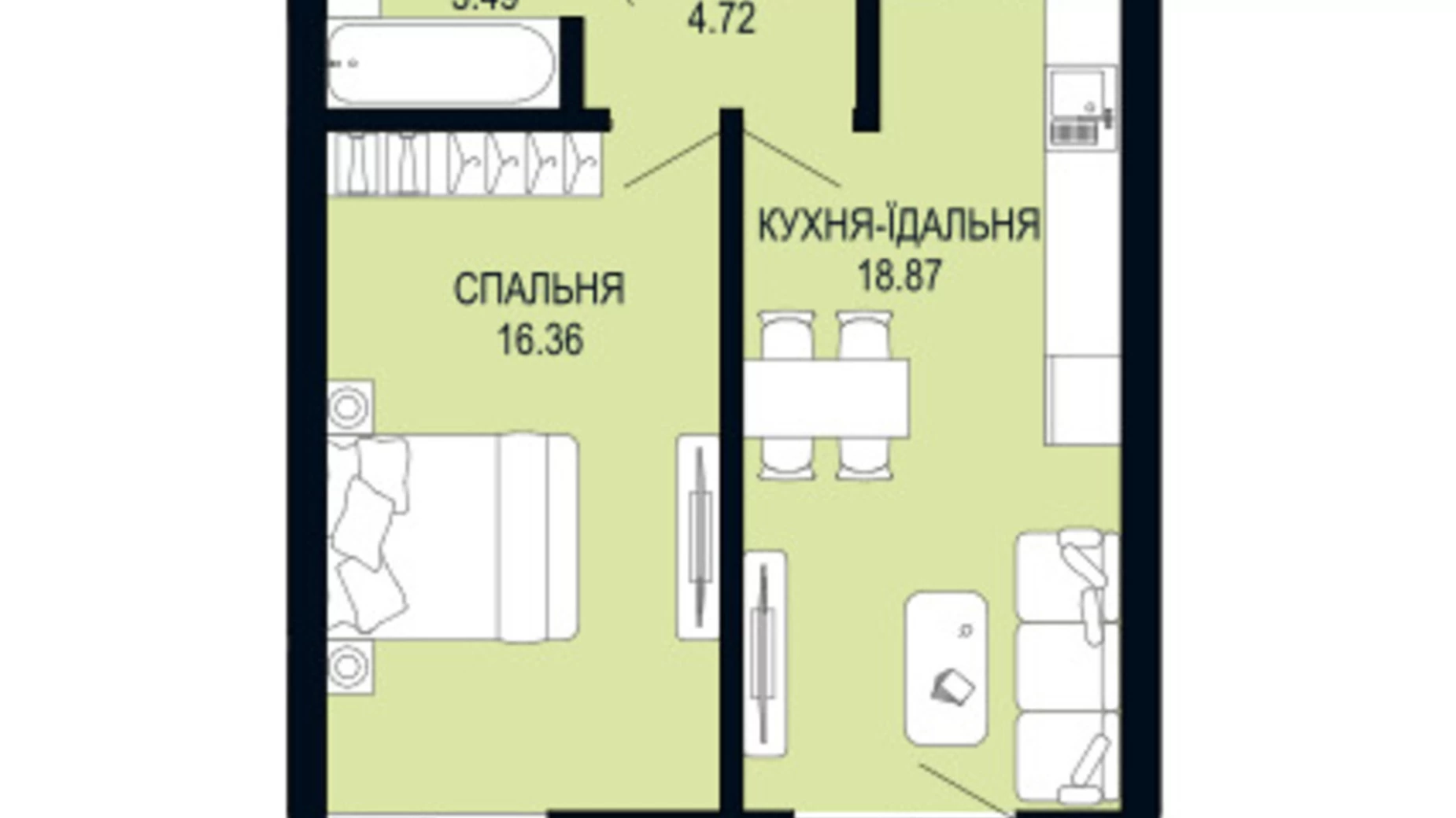 Продается 1-комнатная квартира 44.85 кв. м в Львове, ул. Щурата - фото 2