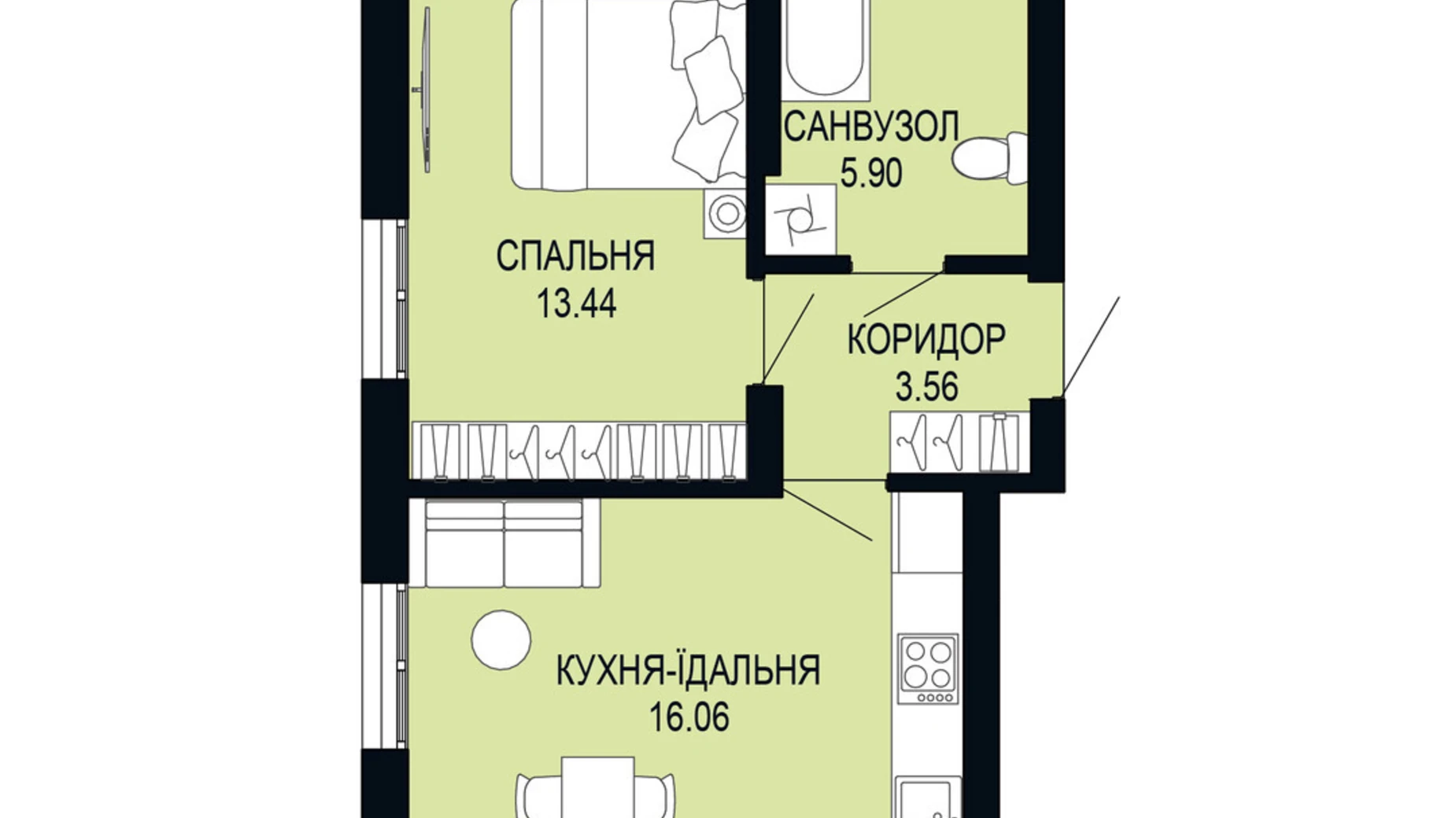 Продается 1-комнатная квартира 38.95 кв. м в Львове, ул. Щурата - фото 2