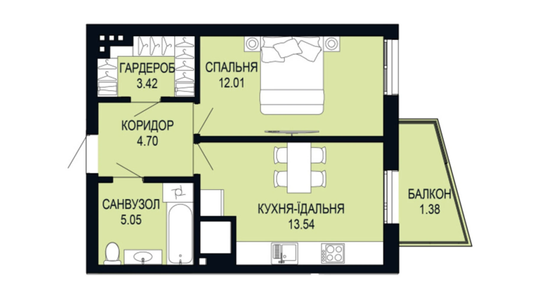 Продается 1-комнатная квартира 40.1 кв. м в Львове, ул. Щурата - фото 2