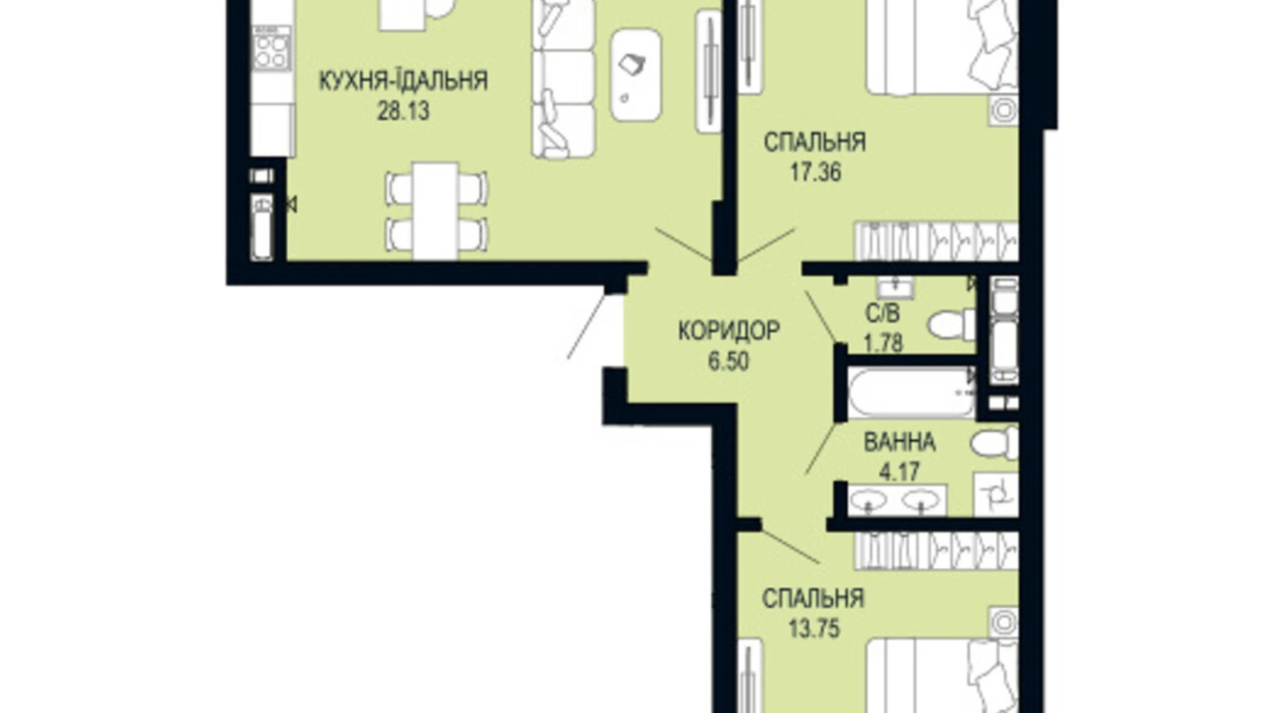 Продається 2-кімнатна квартира 77.8 кв. м у Львові, вул. Щурата - фото 2