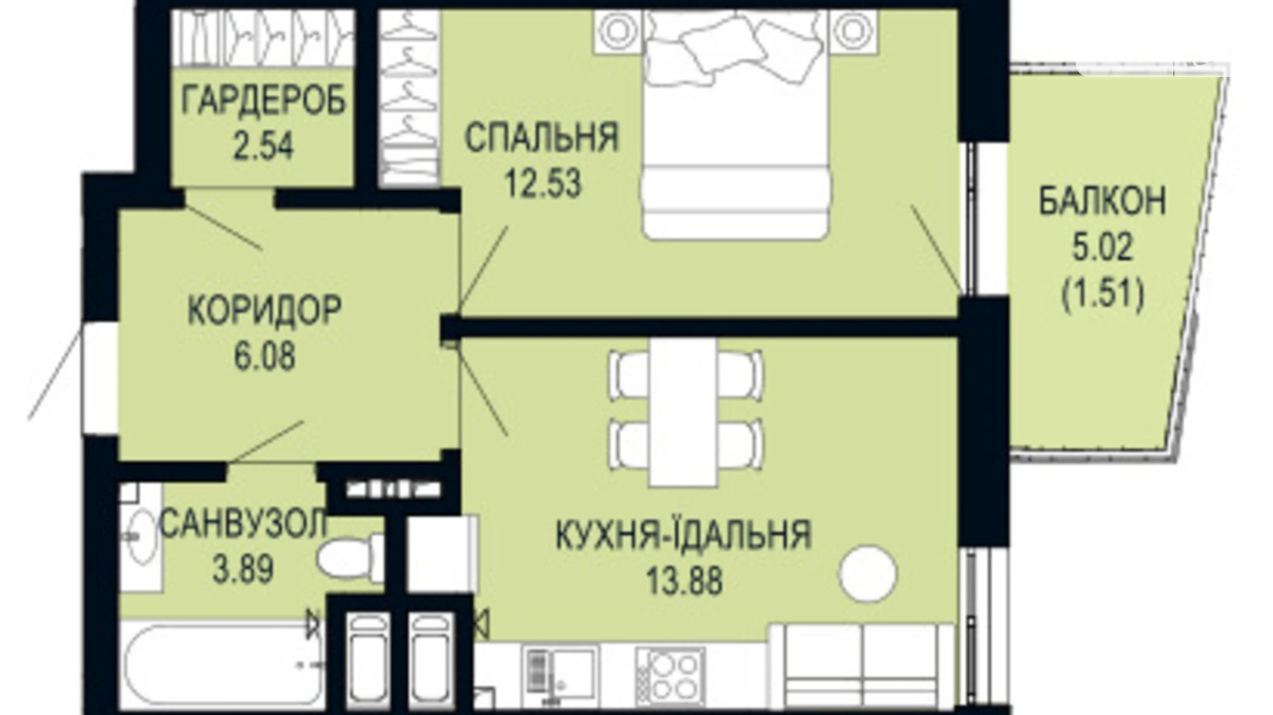 Продается 1-комнатная квартира 40.43 кв. м в Львове, ул. Щурата - фото 2
