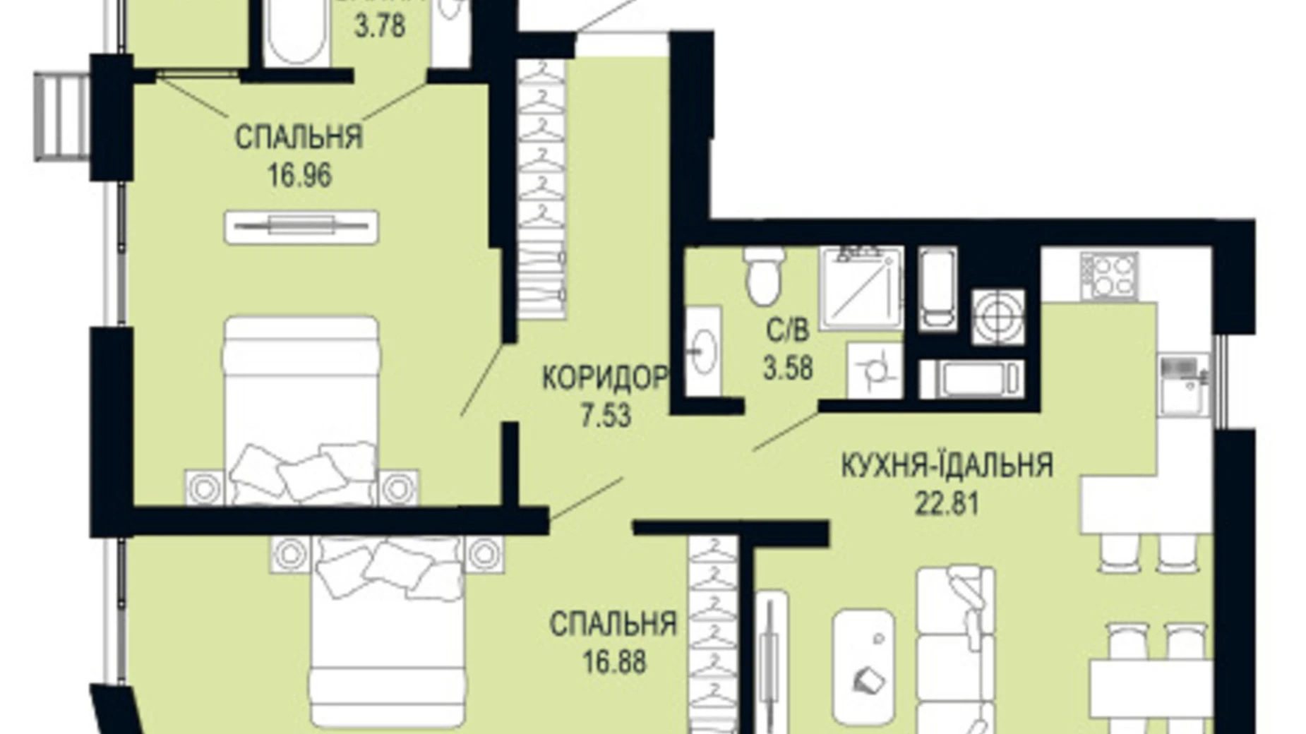 Продається 2-кімнатна квартира 74.1 кв. м у Львові, вул. Щурата - фото 2
