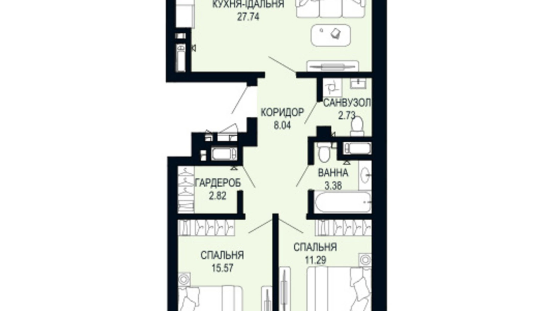 Продається 2-кімнатна квартира 75.12 кв. м у Львові, вул. Щурата - фото 2