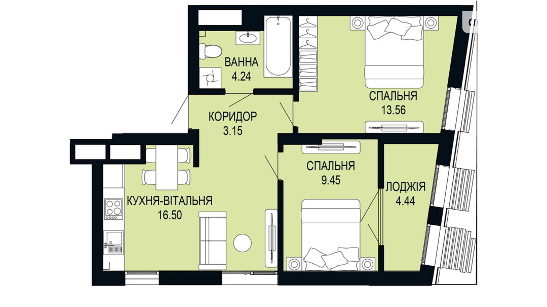 Продається 2-кімнатна квартира 51.34 кв. м у Львові, вул. Щурата - фото 2