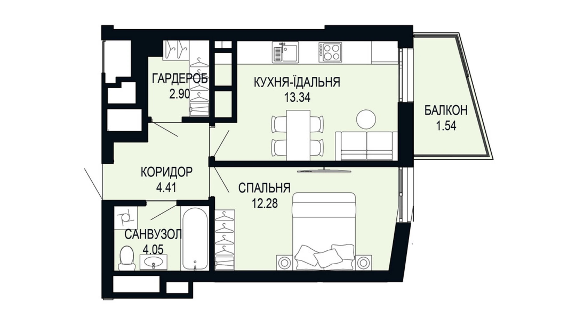 Продается 1-комнатная квартира 38.52 кв. м в Львове, ул. Щурата - фото 2