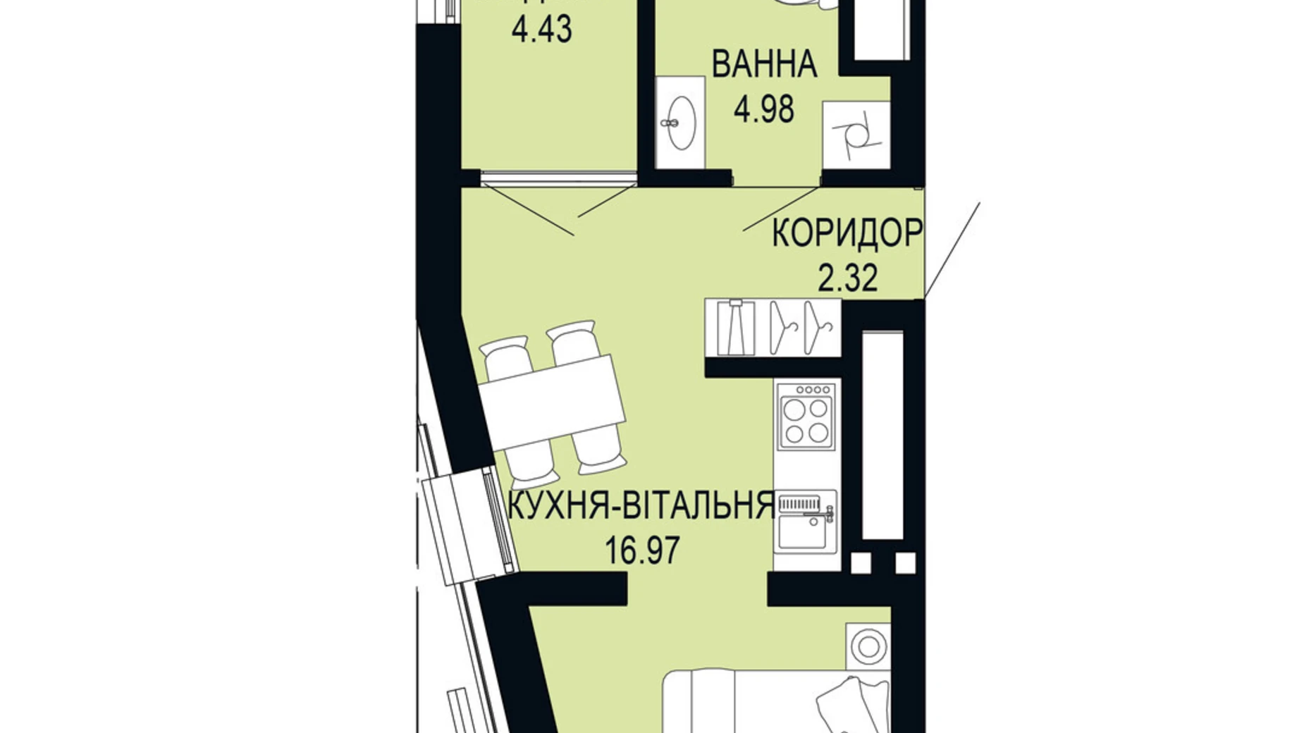 Продается 1-комнатная квартира 28.7 кв. м в Львове, ул. Щурата - фото 2