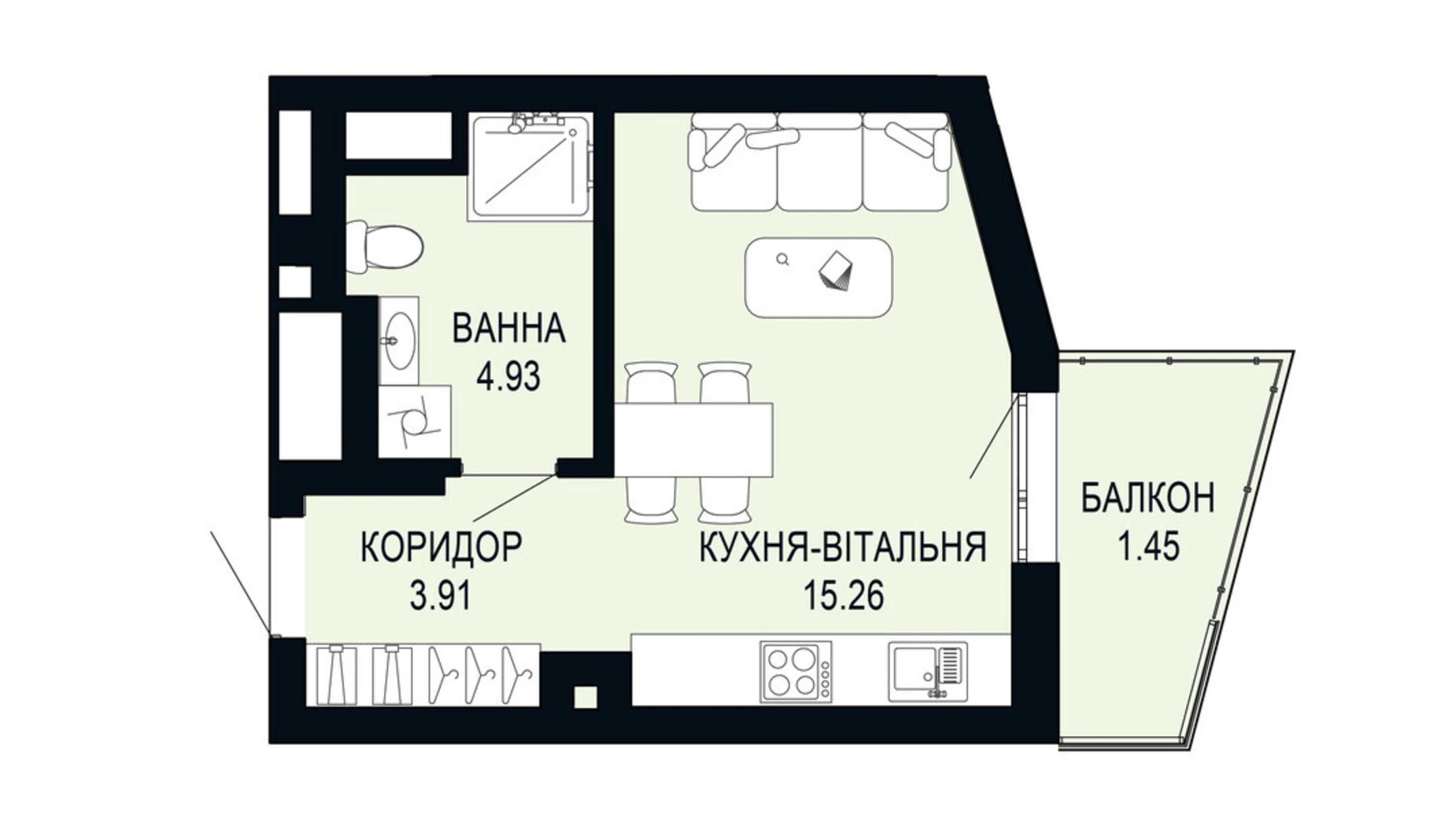 Продается 1-комнатная квартира 25.55 кв. м в Львове, ул. Щурата - фото 2