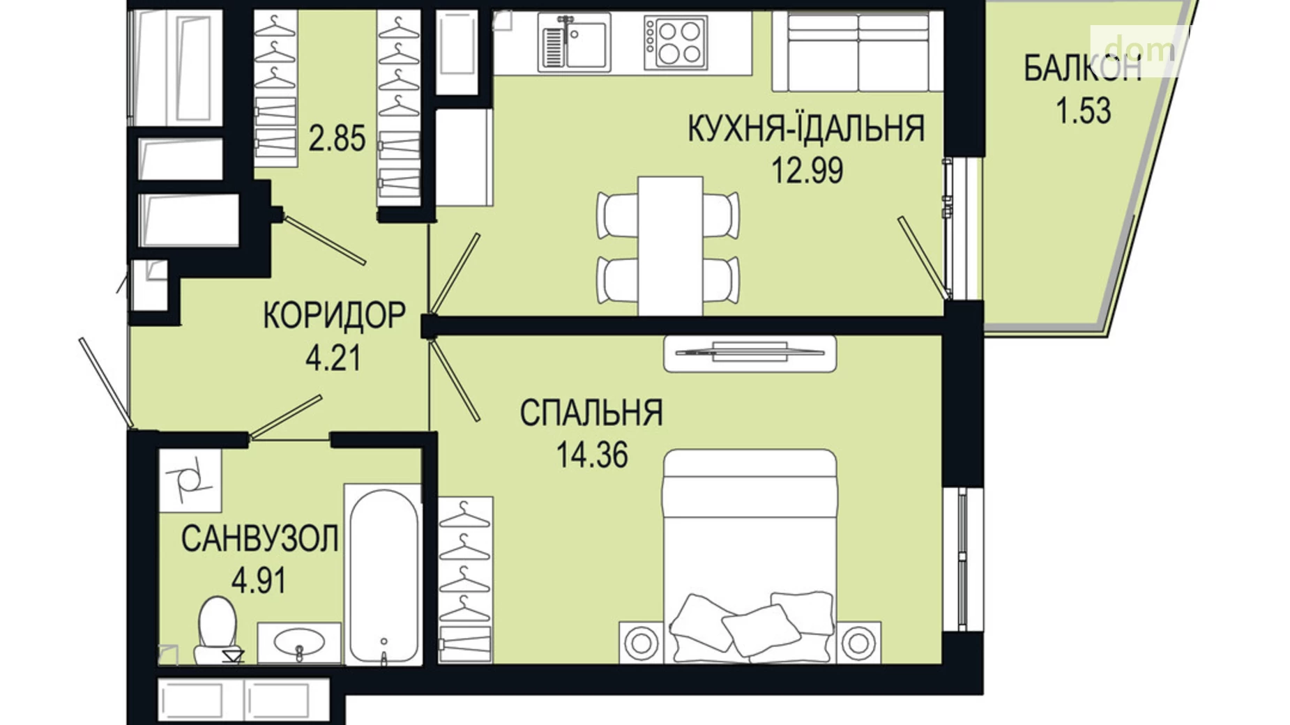 Продается 1-комнатная квартира 40.85 кв. м в Львове, ул. Щурата - фото 2
