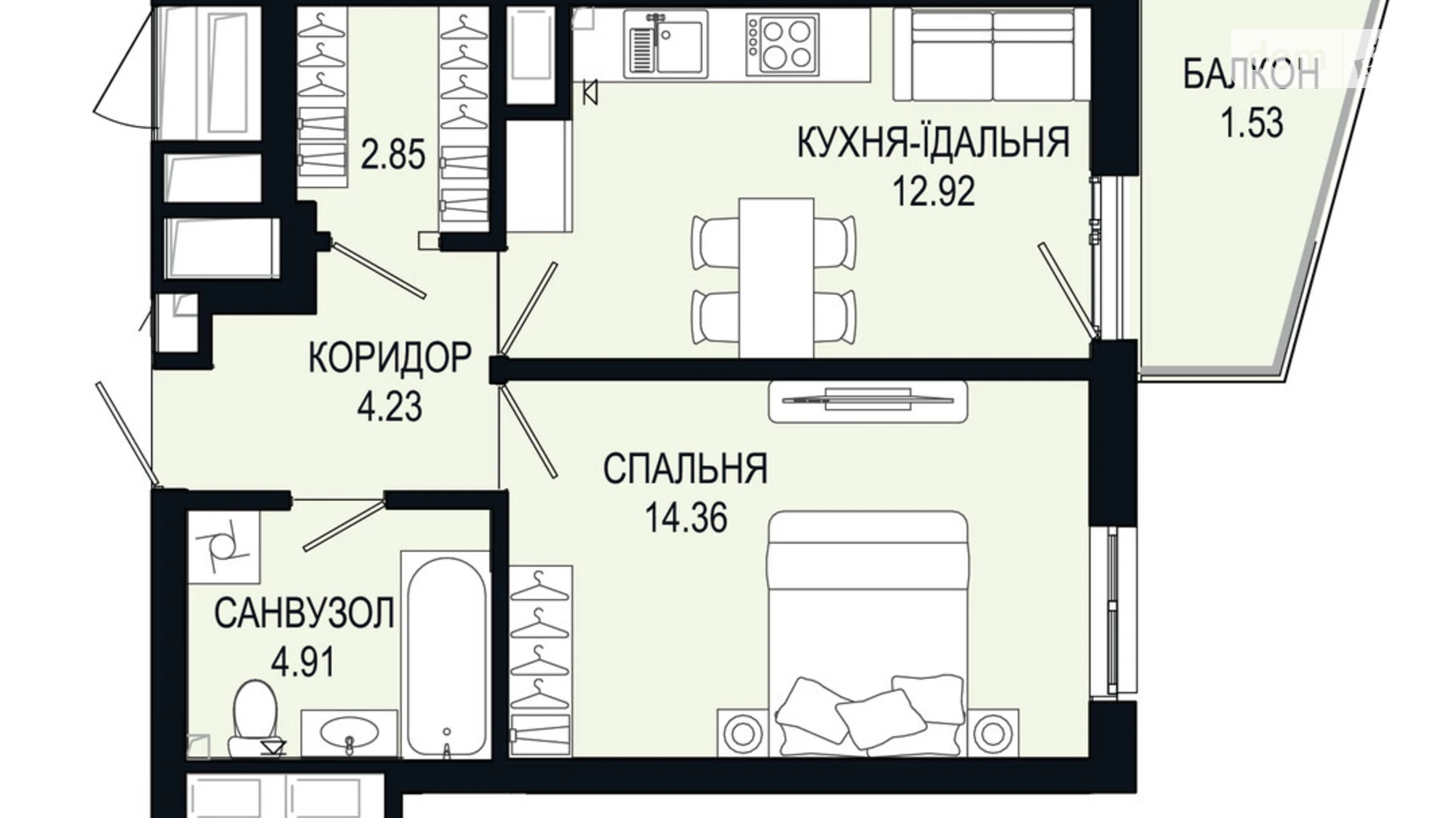 Продается 1-комнатная квартира 40.8 кв. м в Львове, ул. Щурата - фото 2