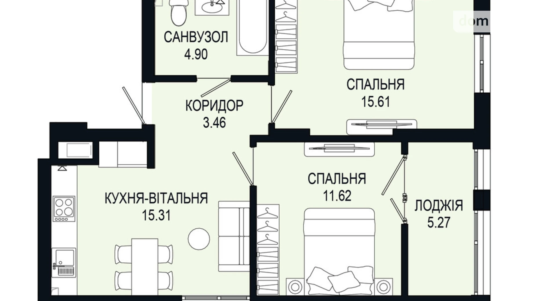 Продається 2-кімнатна квартира 58.71 кв. м у Львові, вул. Щурата - фото 2