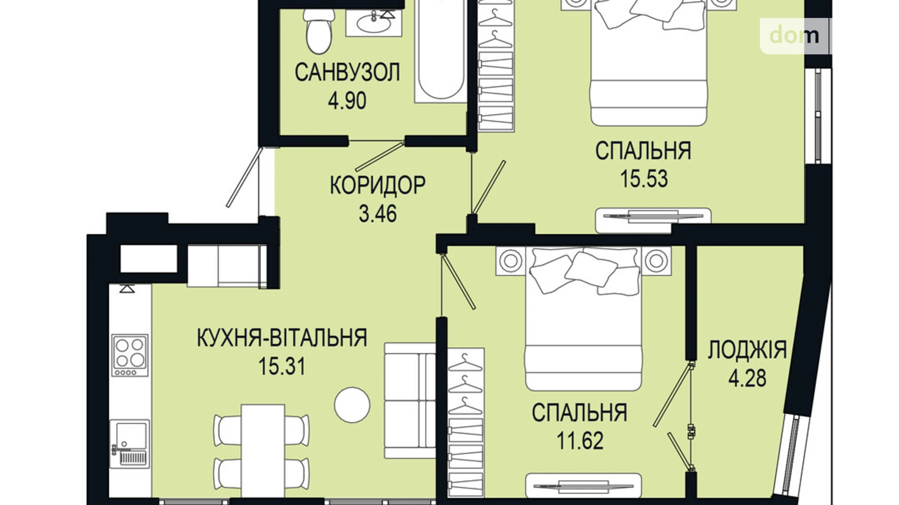 Продается 2-комнатная квартира 55.1 кв. м в Львове, ул. Щурата - фото 2