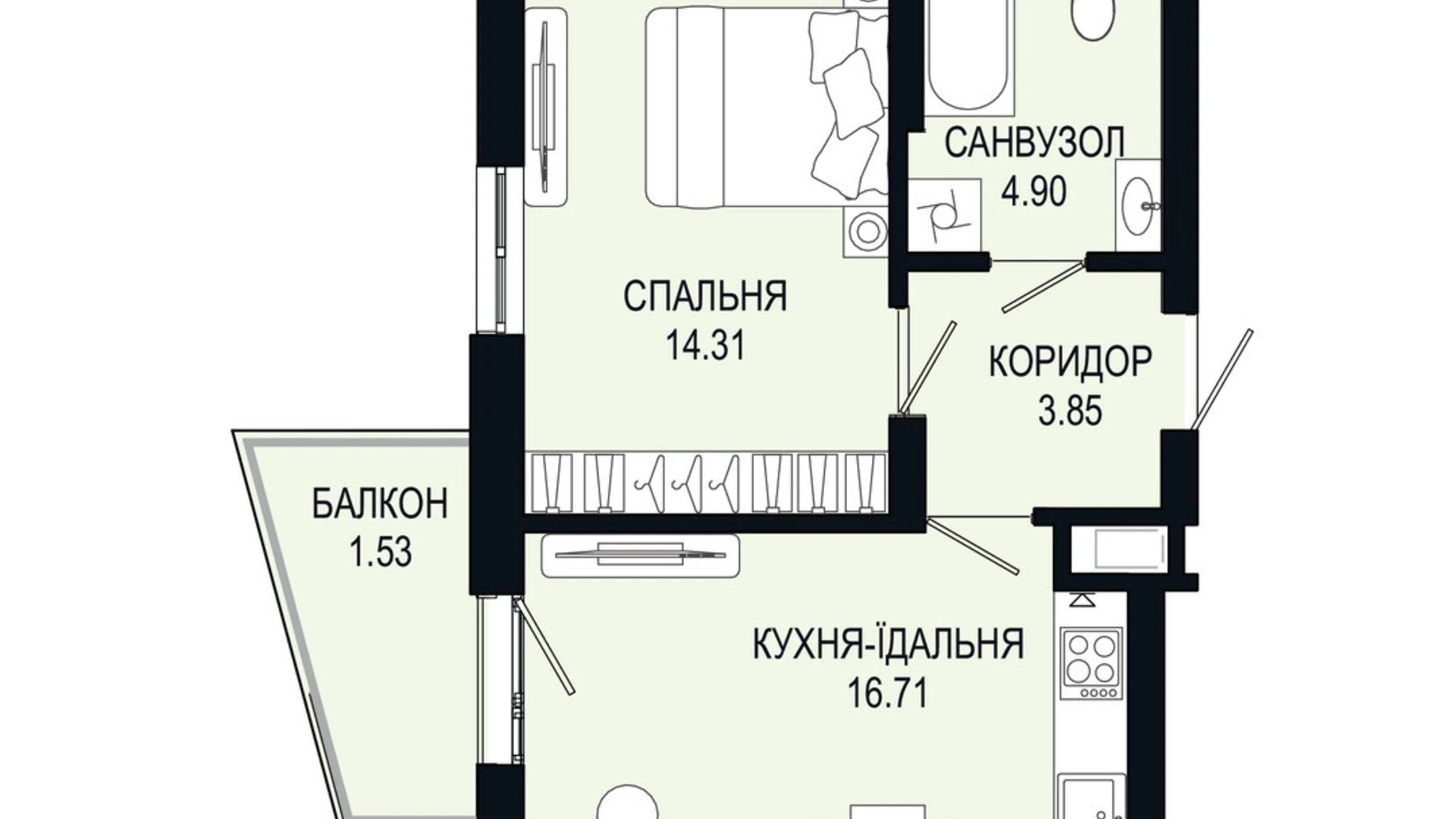 Продается 1-комнатная квартира 41.3 кв. м в Львове, цена: 56581 $ - фото 2