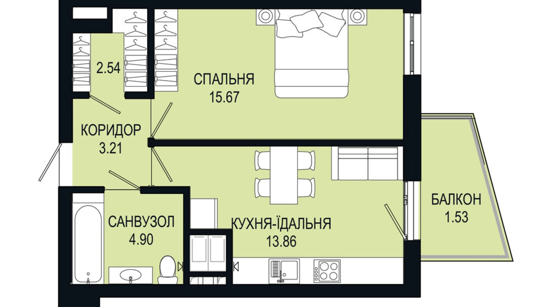 Продается 1-комнатная квартира 41.71 кв. м в Львове, ул. Щурата - фото 2