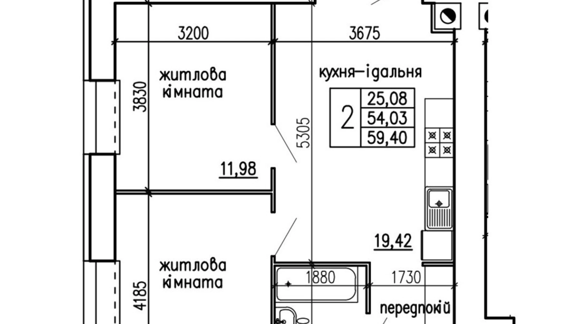 Продается 2-комнатная квартира 59.4 кв. м в Кременце, ул. Київська - фото 2
