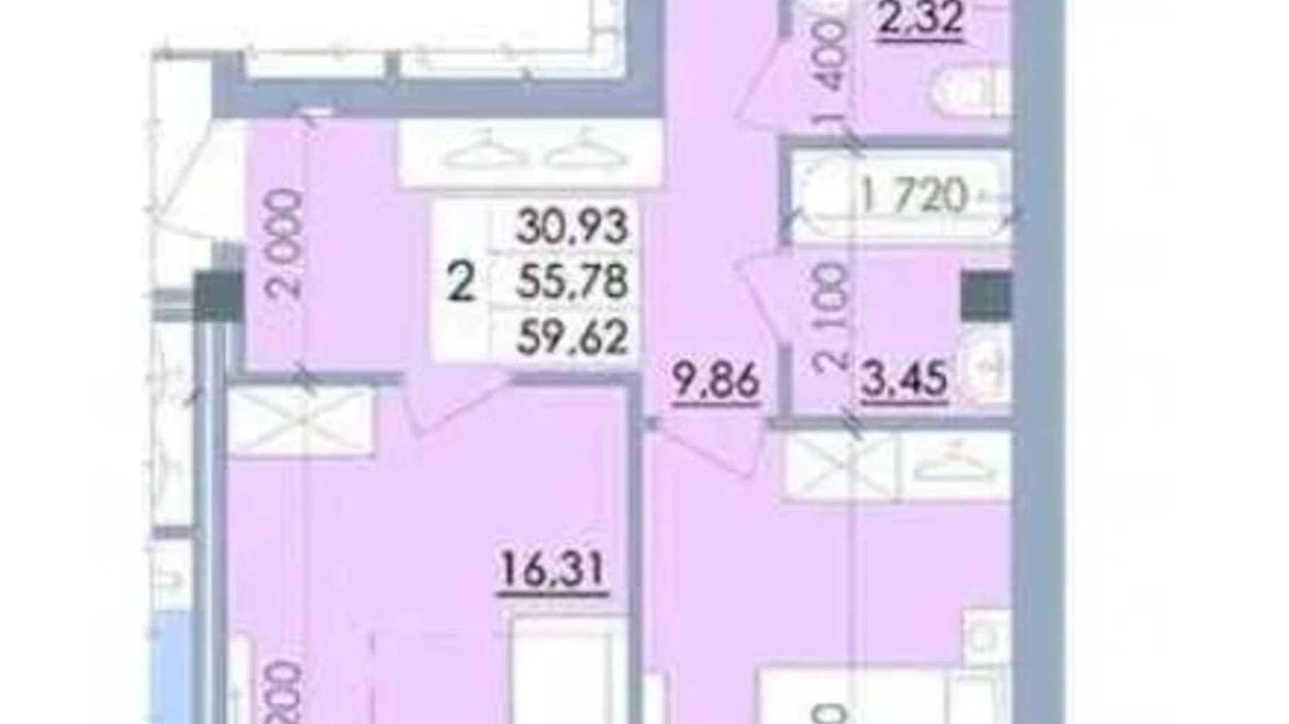 Продається 2-кімнатна квартира 59.3 кв. м у Полтаві, вул. Башкірцевої Марії, 20 корпус 1 - фото 2