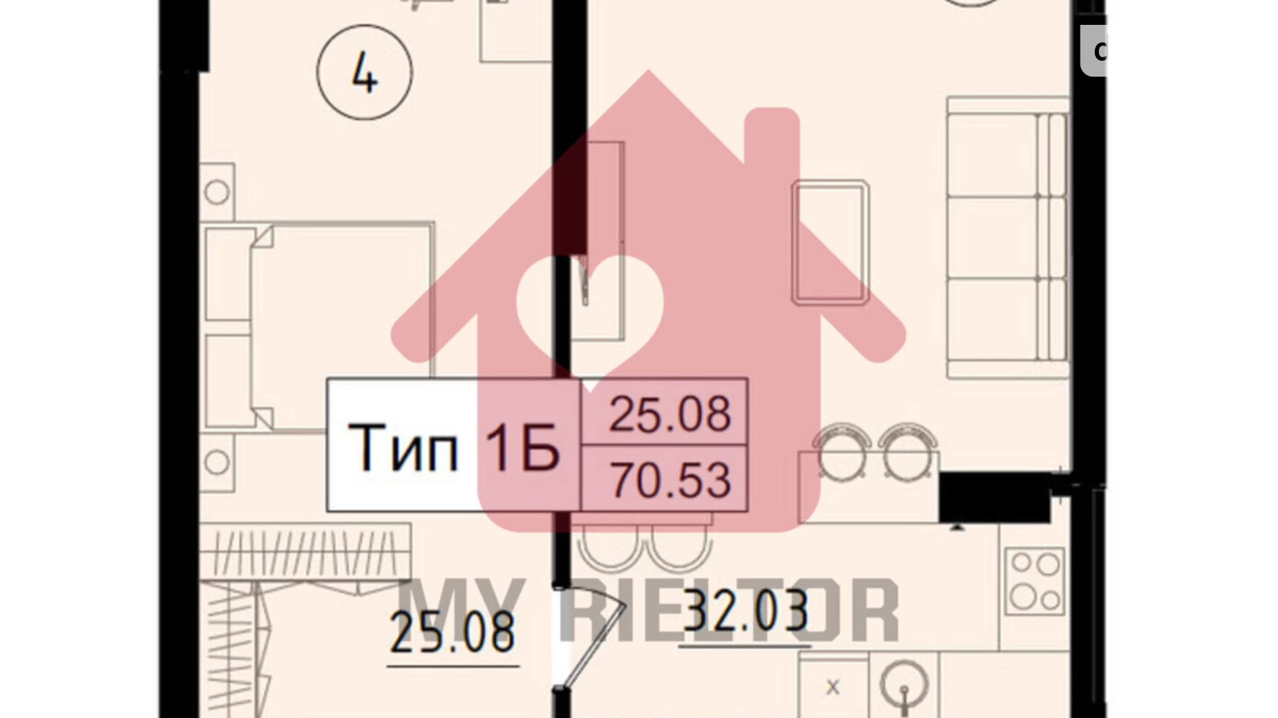 Продается 1-комнатная квартира 70.53 кв. м в Ужгороде, ул. Закарпатская - фото 3