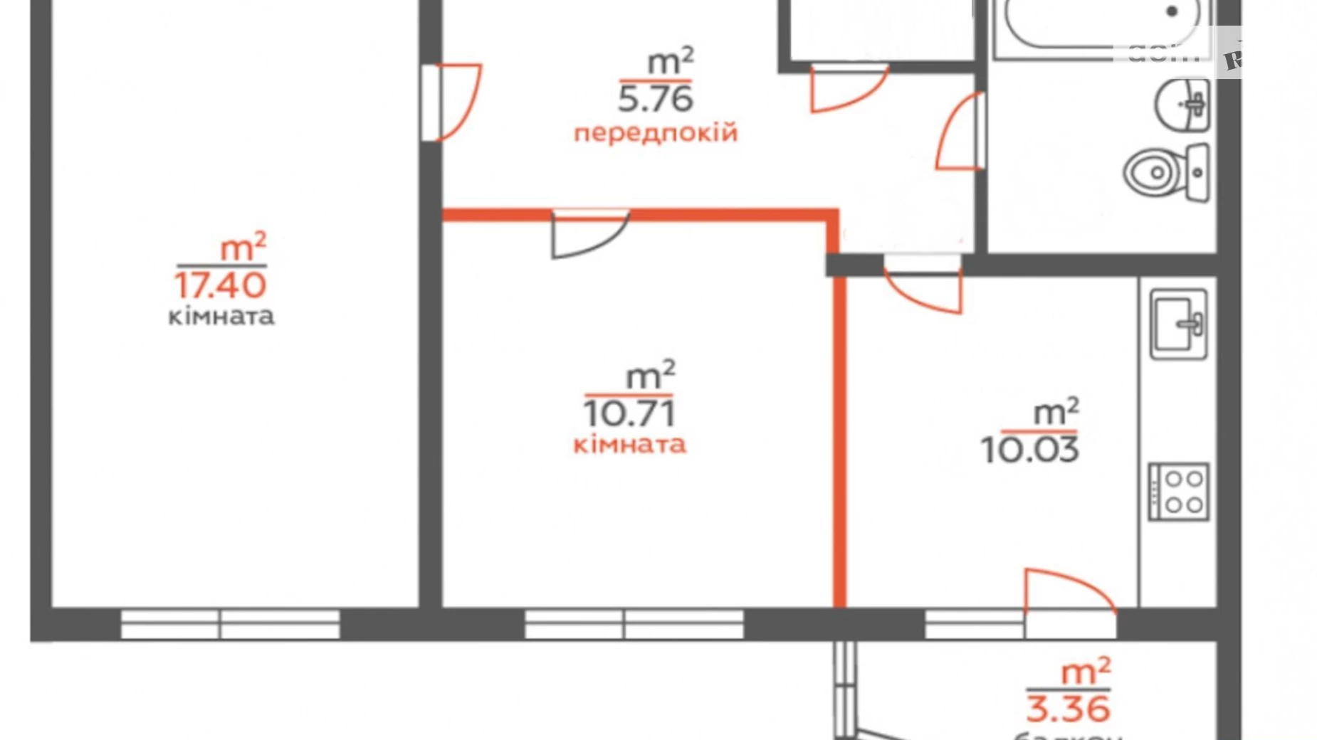 Продается 2-комнатная квартира 53.9 кв. м в Киеве, ул. Вишняковская, 4 - фото 2