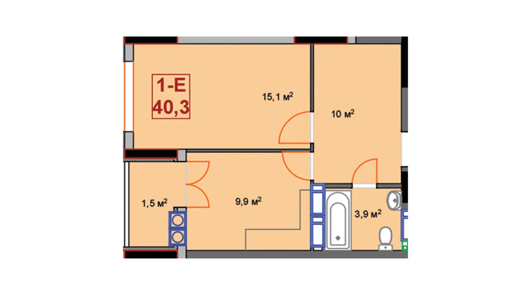 Продається 1-кімнатна квартира 40.3 кв. м у Ірпені, вул. Університетська(Карла Маркса), 1Т - фото 2