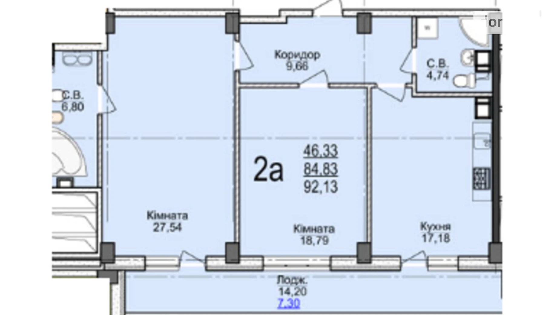 Продается 2-комнатная квартира 87.98 кв. м в Черкассах, бул. Шевченко, 202 - фото 2