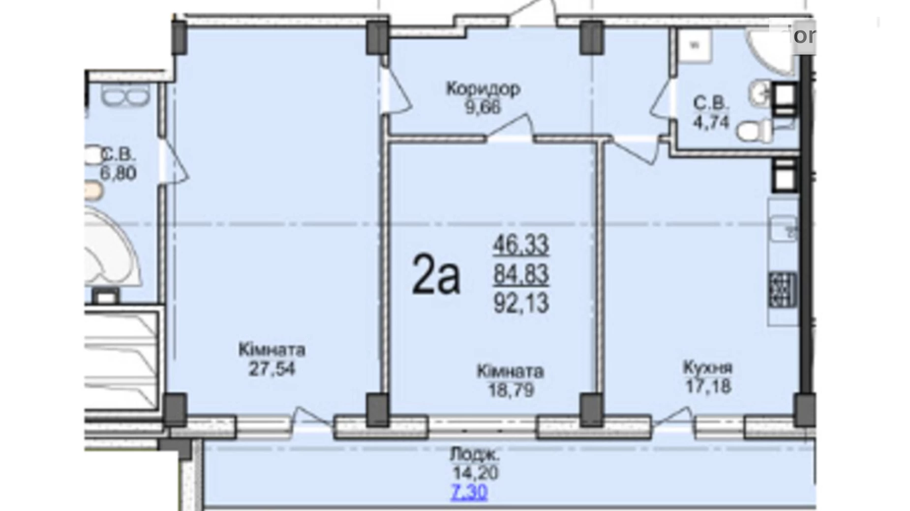 Продается 2-комнатная квартира 87.86 кв. м в Черкассах, цена: 66466 $ - фото 2