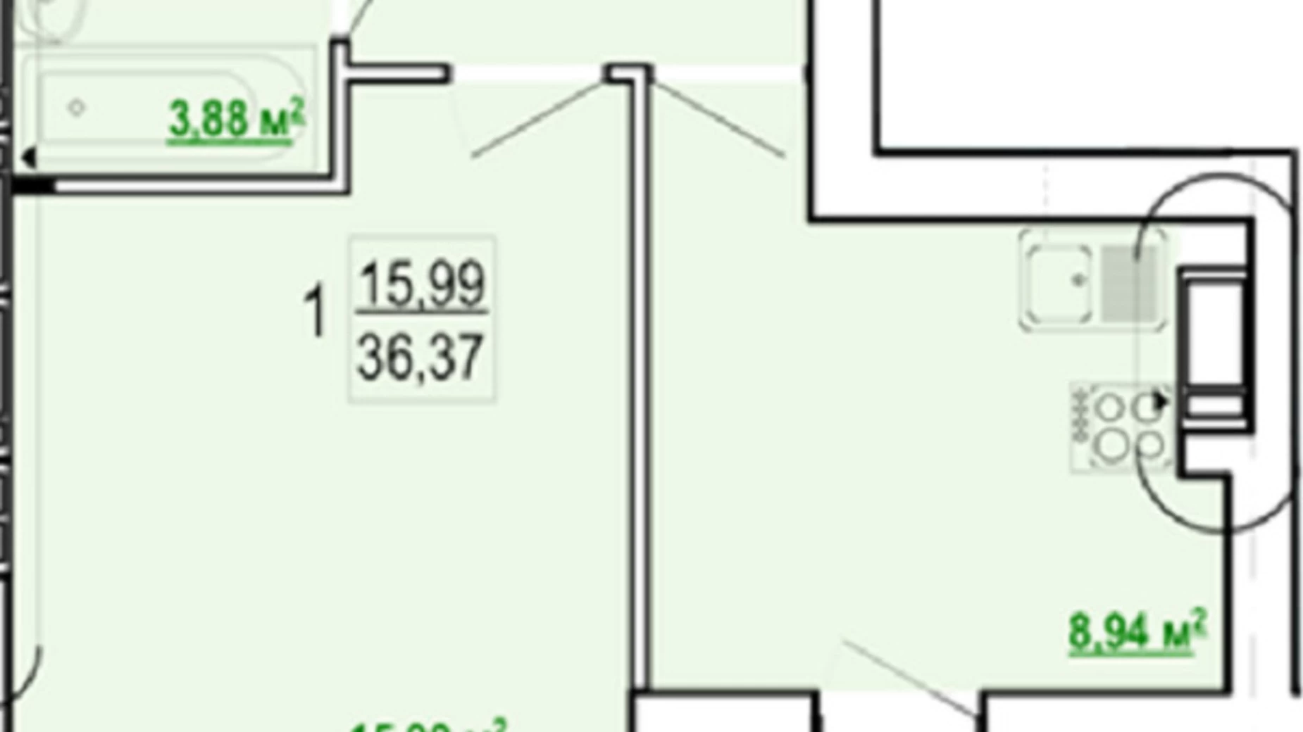 Продается 1-комнатная квартира 36.5 кв. м в Харькове, ул. Борткевича - фото 3